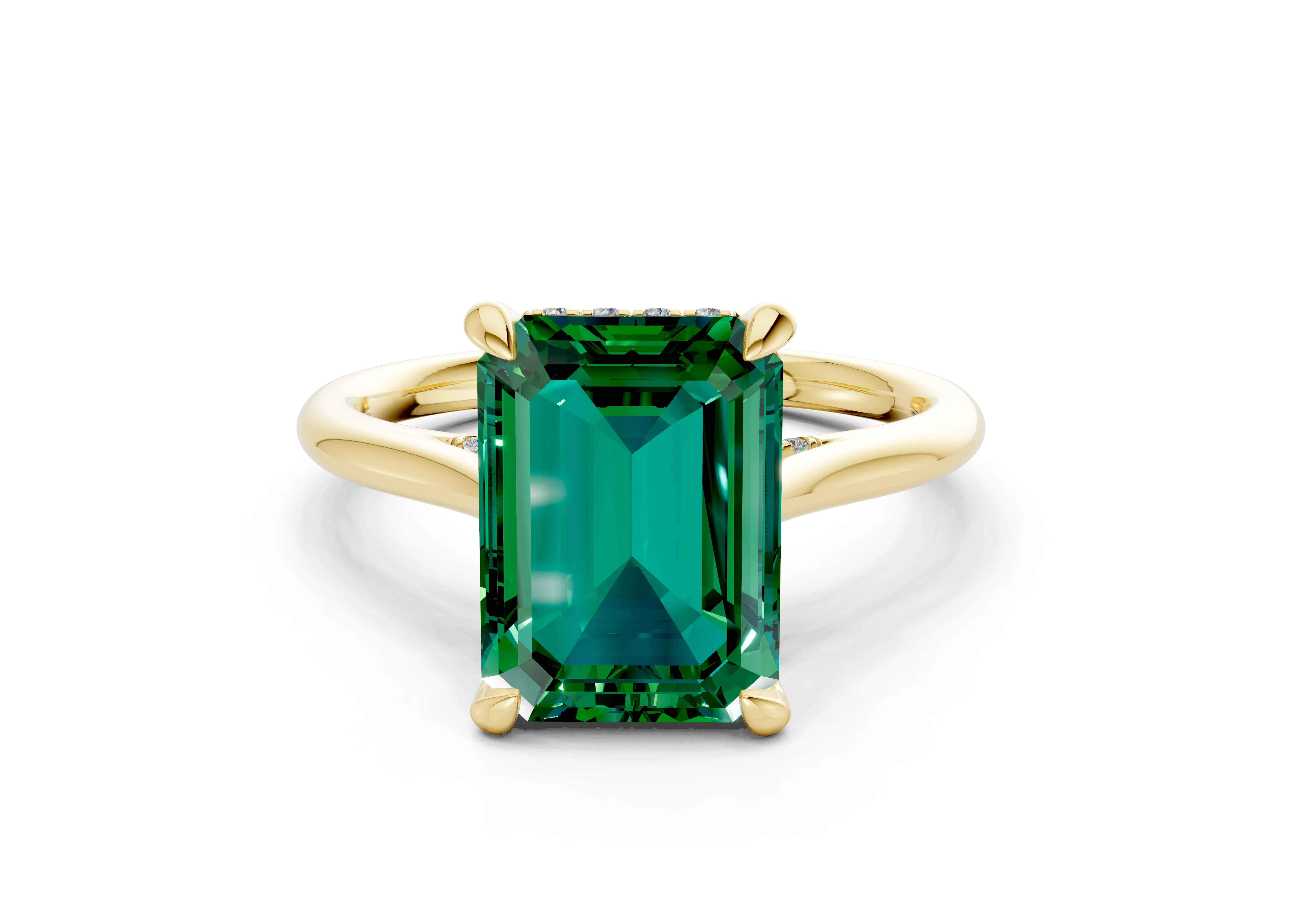 Piper Emerald Gemstone Solitaire Emerald Cut 2mm Engagement Ring