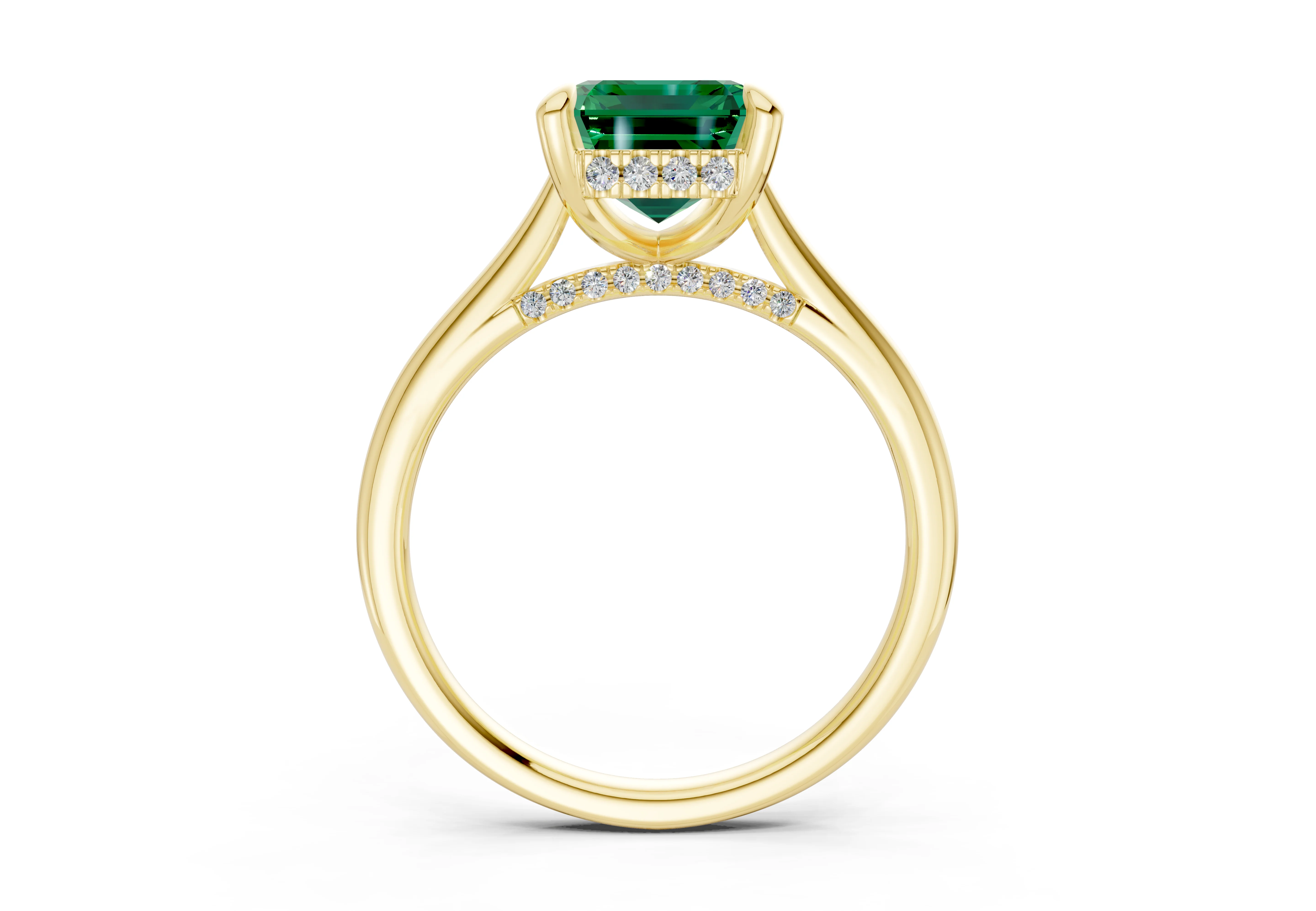Piper Emerald Gemstone Solitaire Emerald Cut 2mm Engagement Ring - Image 2