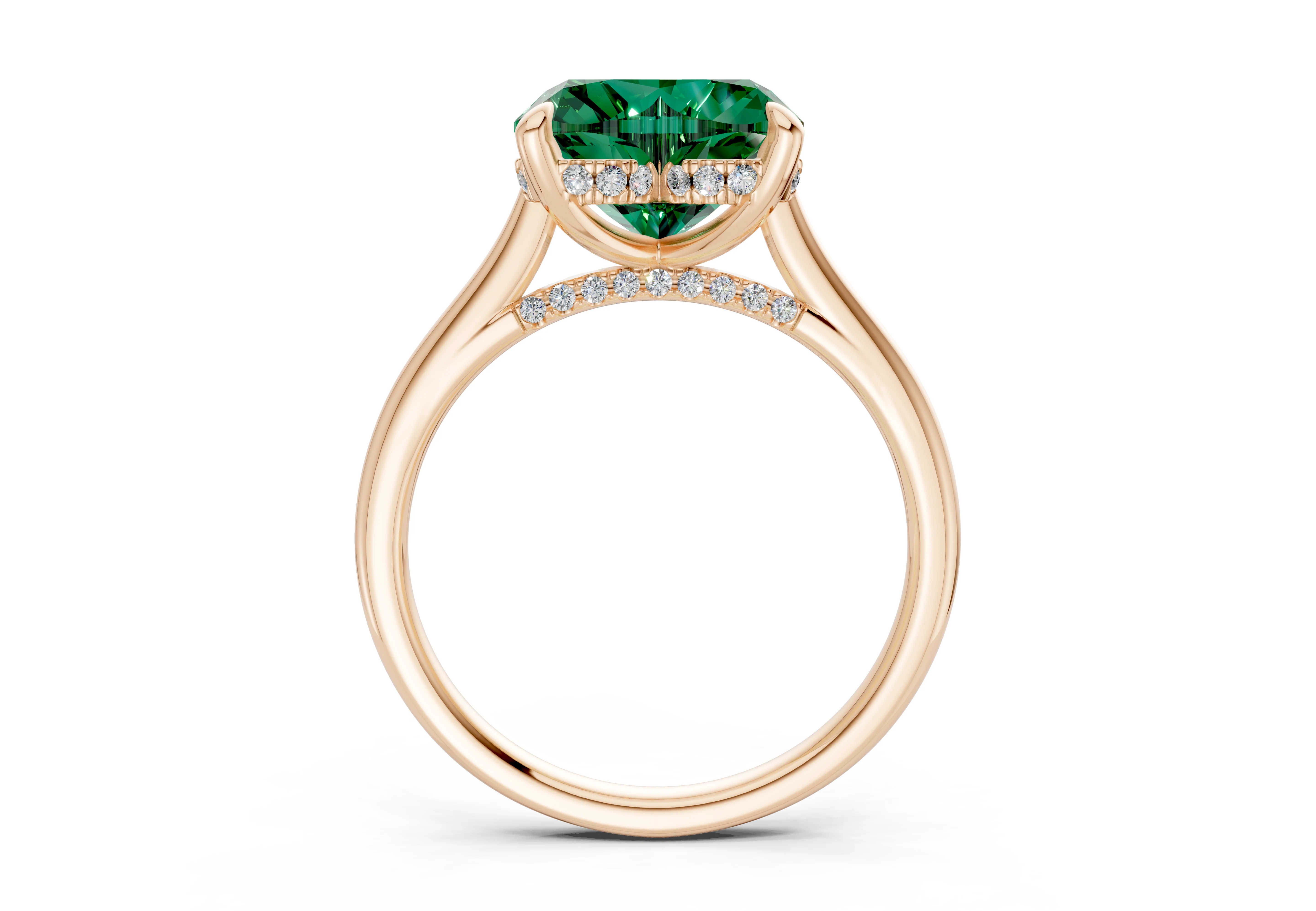 Piper Emerald Gemstone Solitaire Heart Cut 1.8mm Engagement Ring - Image 5