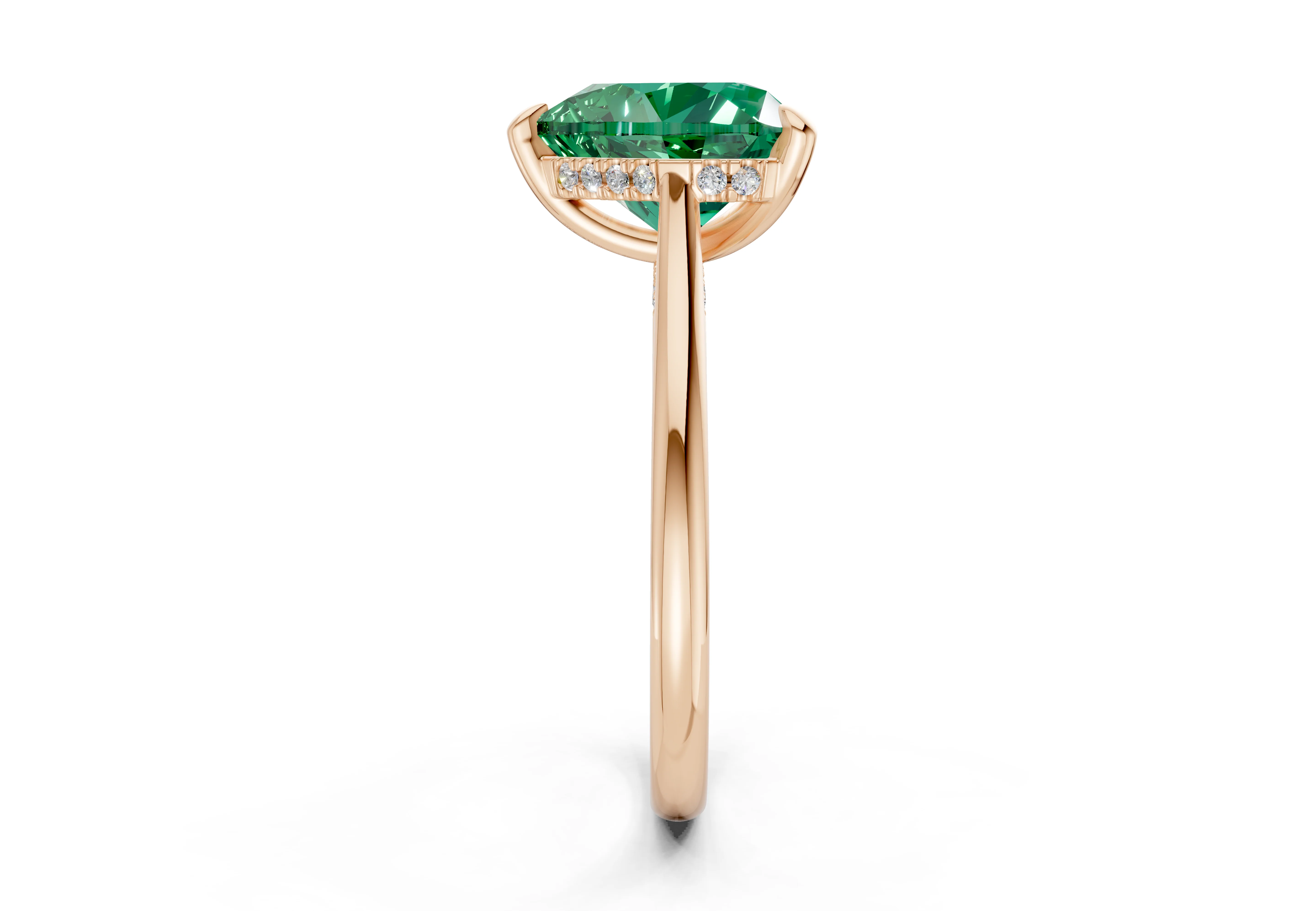 Piper Emerald Gemstone Solitaire Heart Cut 1.8mm Engagement Ring - Image 6