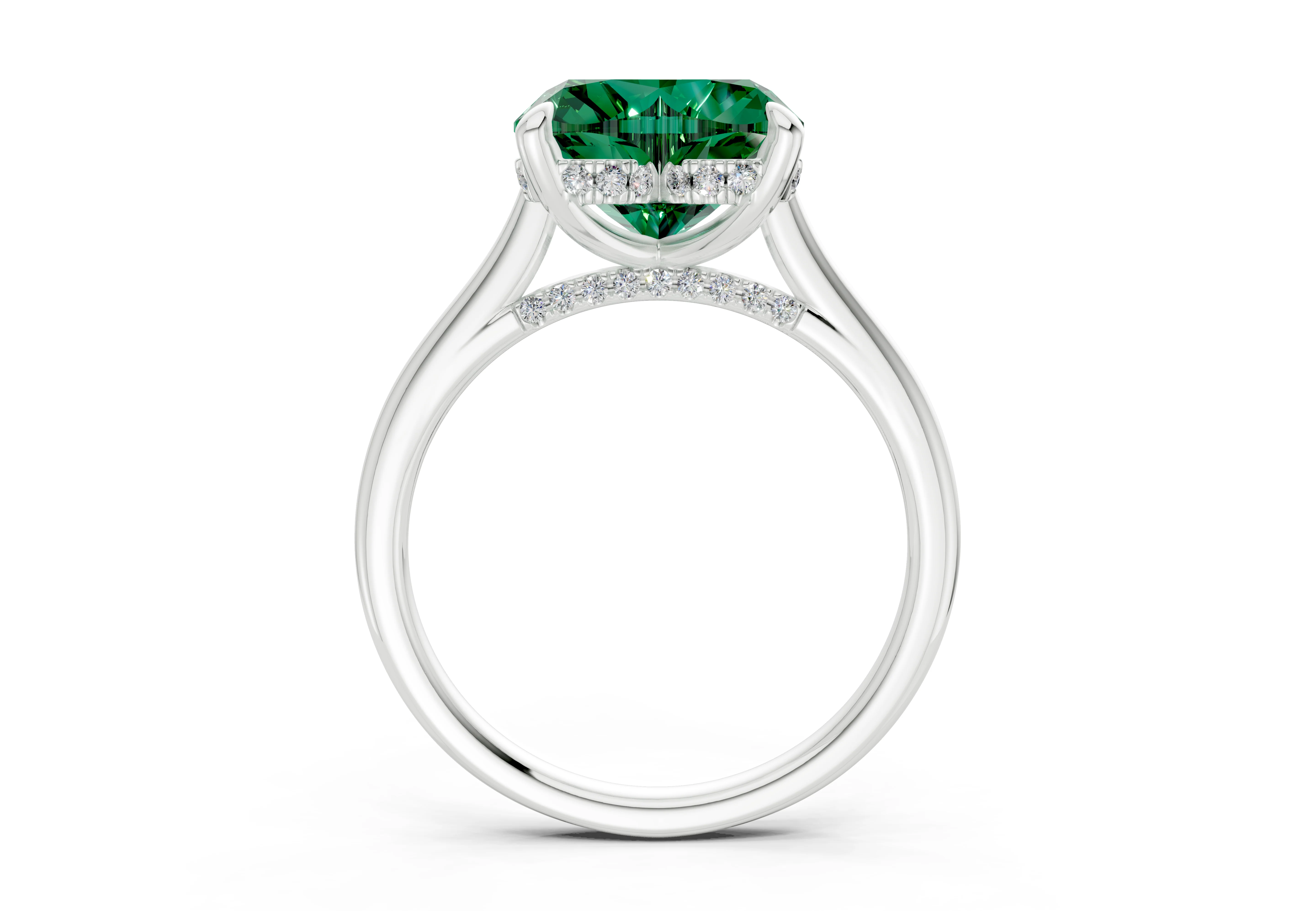 Piper Emerald Gemstone Solitaire Heart Cut 1.8mm Engagement Ring - Image 8