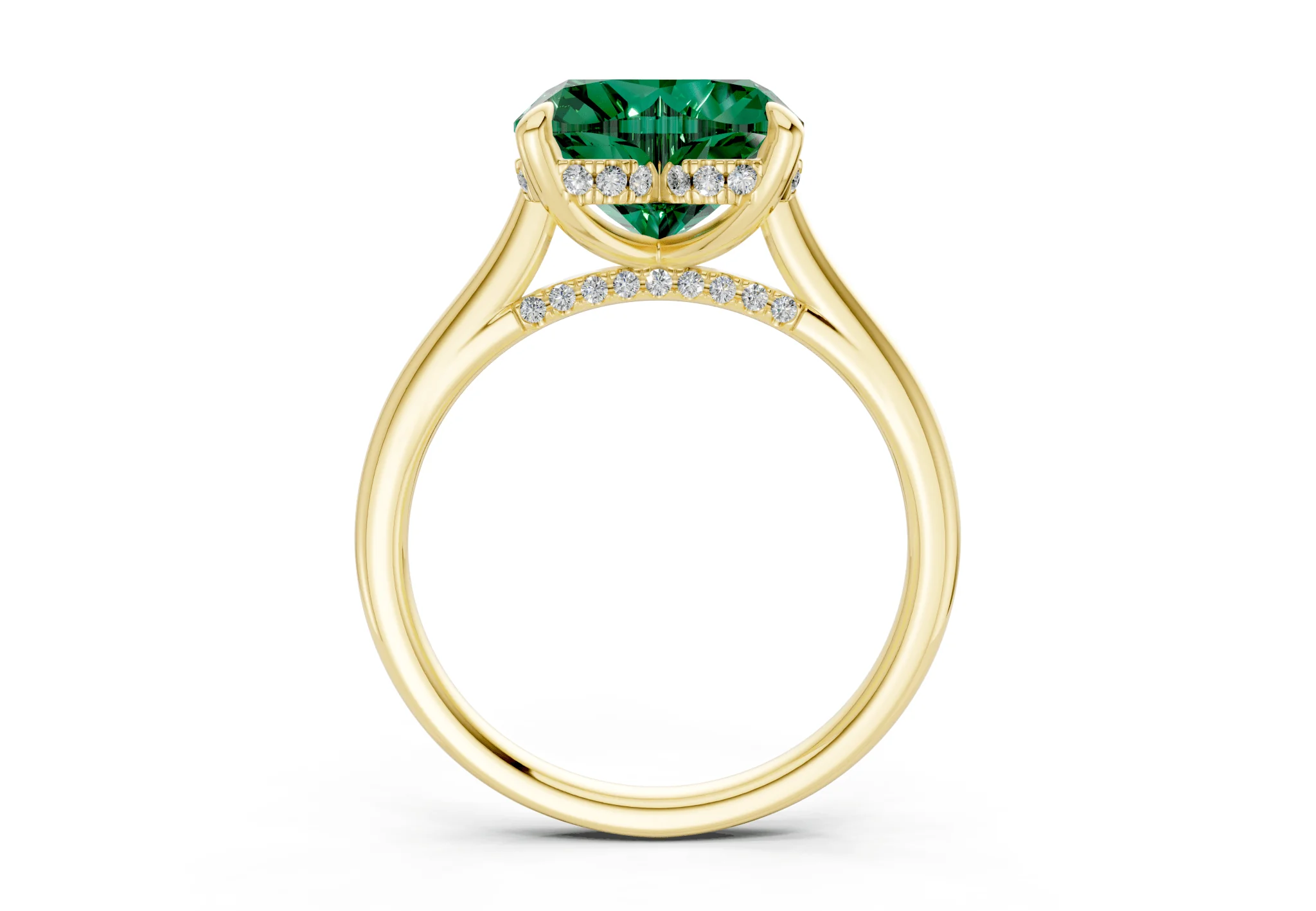 Piper Emerald Gemstone Solitaire Heart Cut 2.3mm Engagement Ring - Image 2