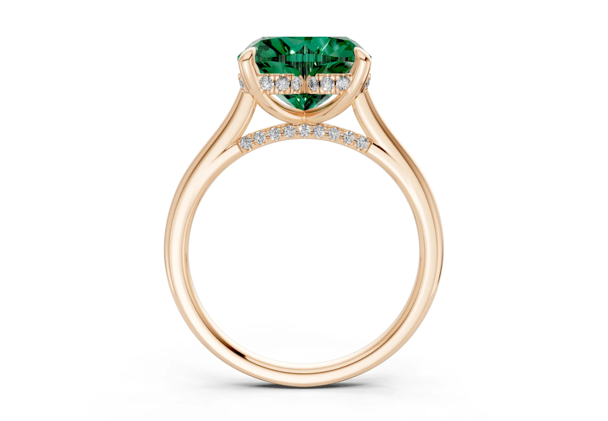 Piper Emerald Gemstone Solitaire Heart Cut 2.3mm Engagement Ring - Image 5