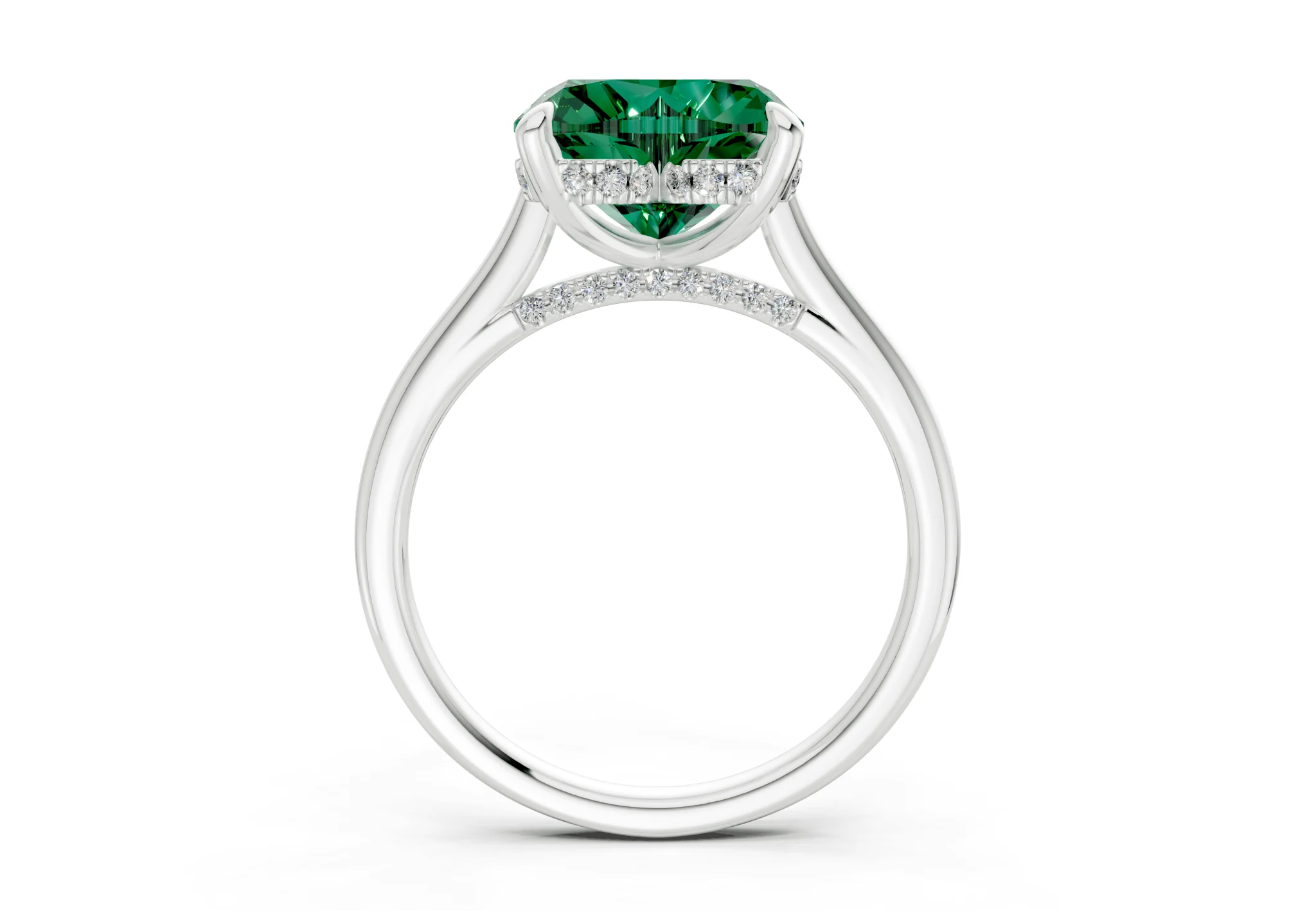 Piper Emerald Gemstone Solitaire Heart Cut 2.3mm Engagement Ring - Image 8