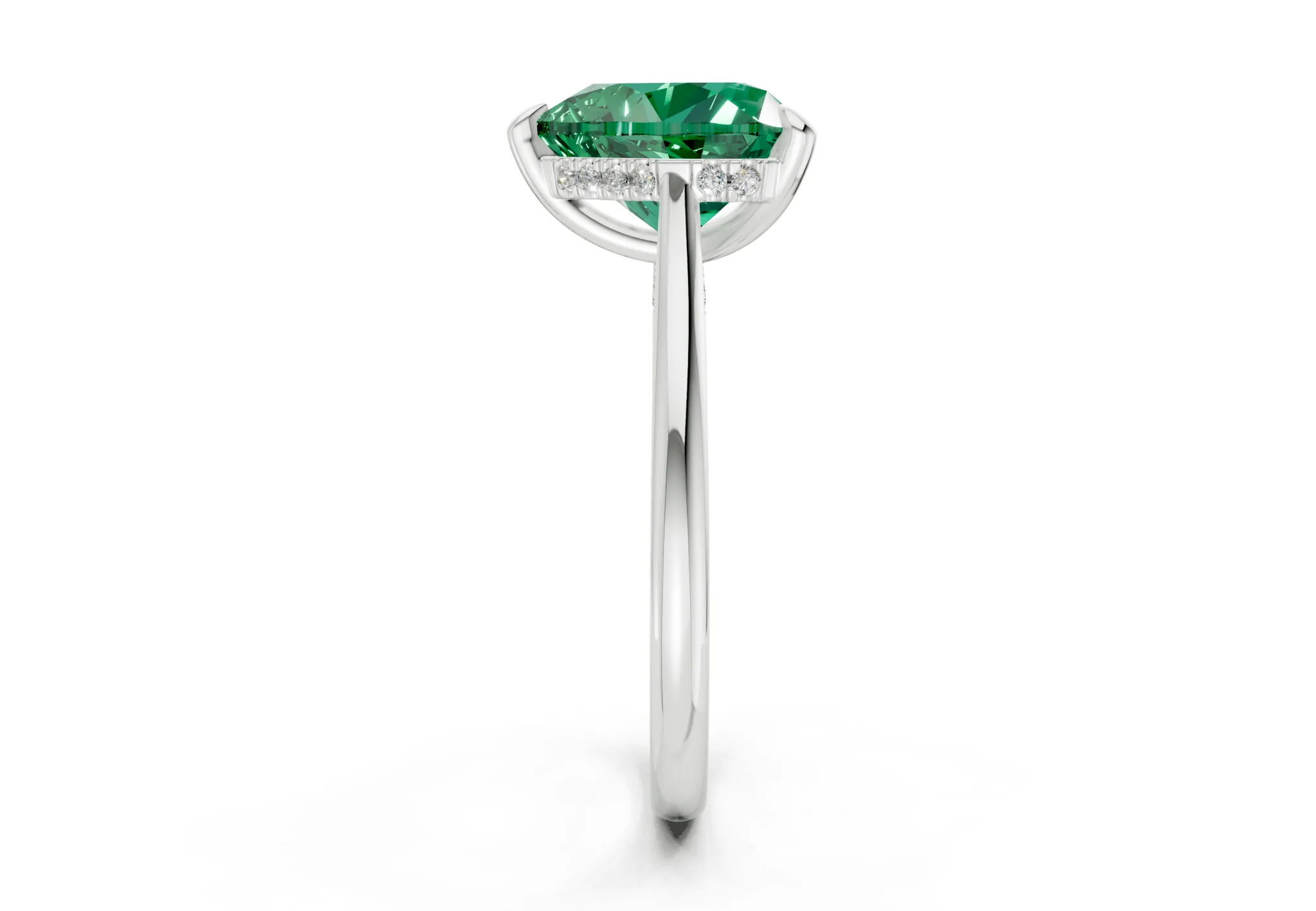 Piper Emerald Gemstone Solitaire Heart Cut 2.3mm Engagement Ring - Image 9