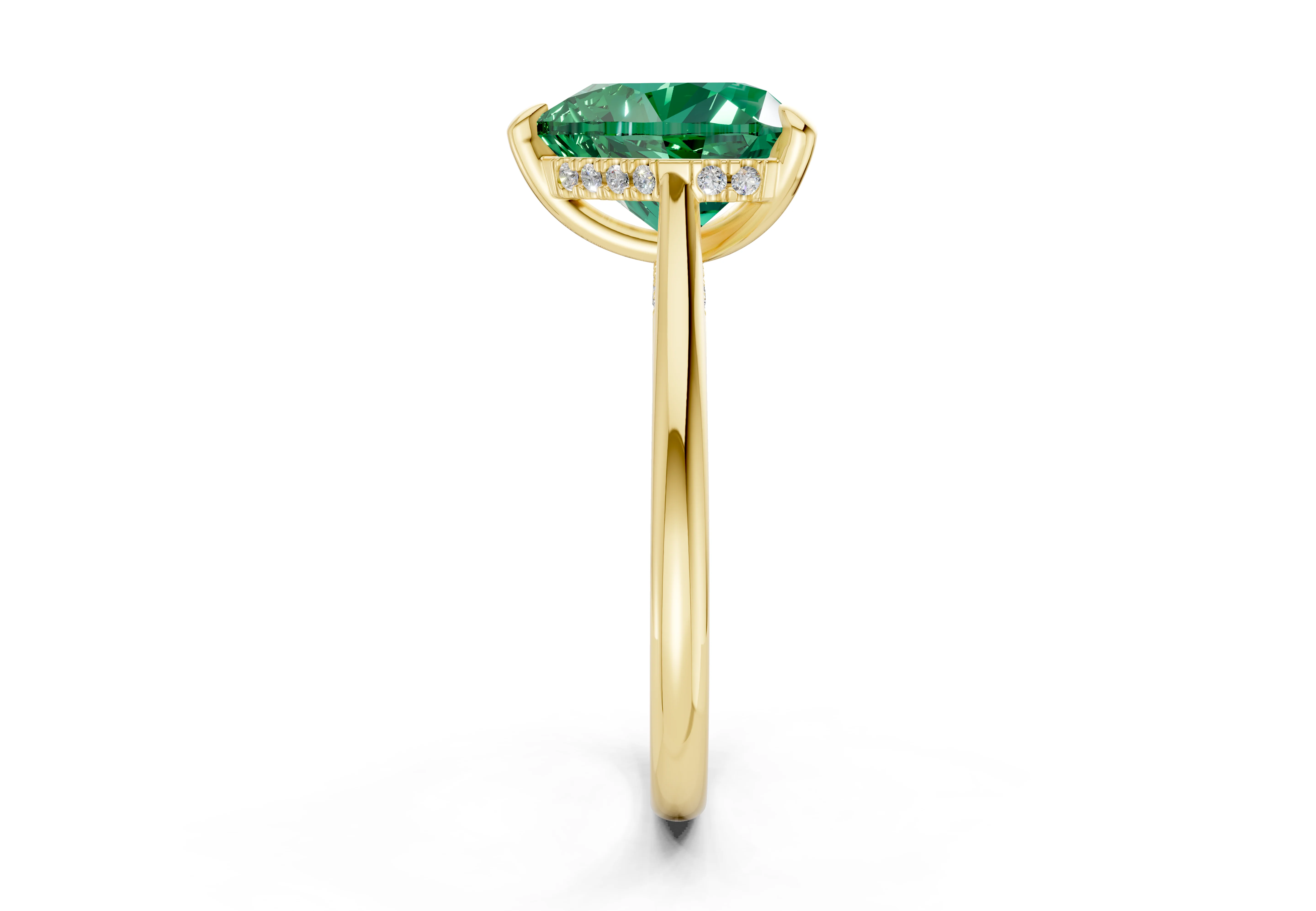 Piper Emerald Gemstone Solitaire Heart Cut 2mm Engagement Ring - Image 3