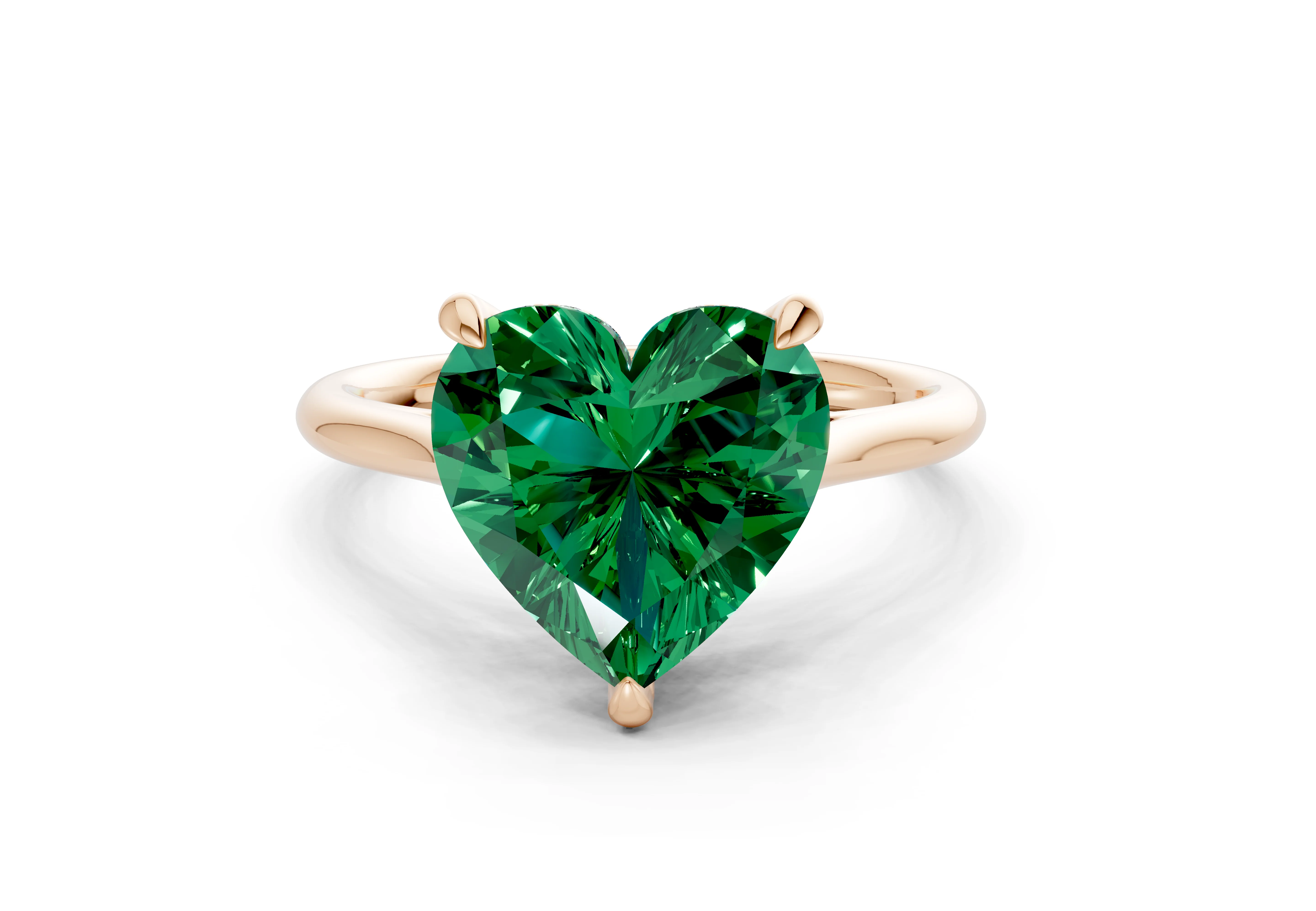 Piper Emerald Gemstone Solitaire Heart Cut 2mm Engagement Ring - Image 4