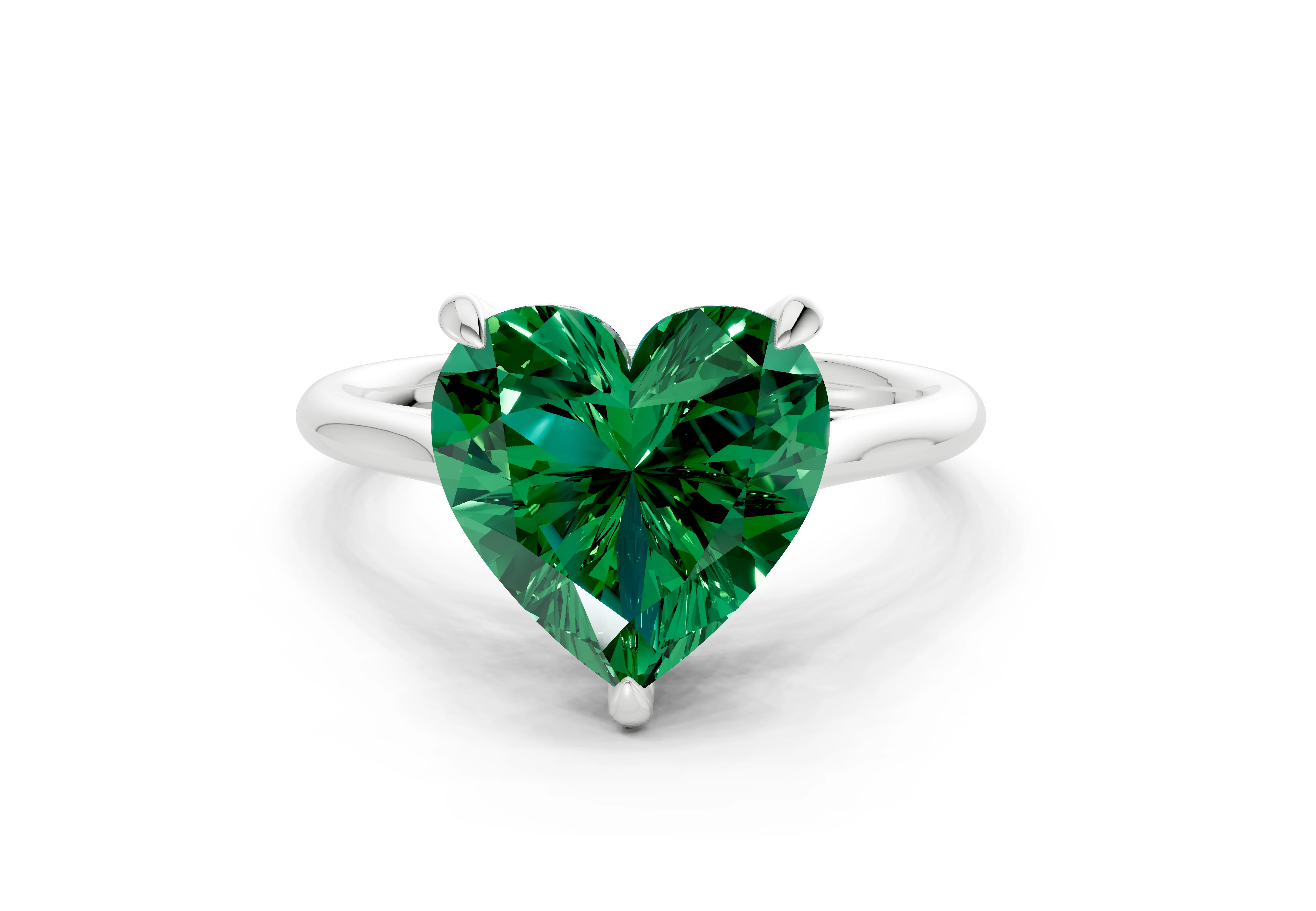 Piper Emerald Gemstone Solitaire Heart Cut 2mm Engagement Ring - Image 7