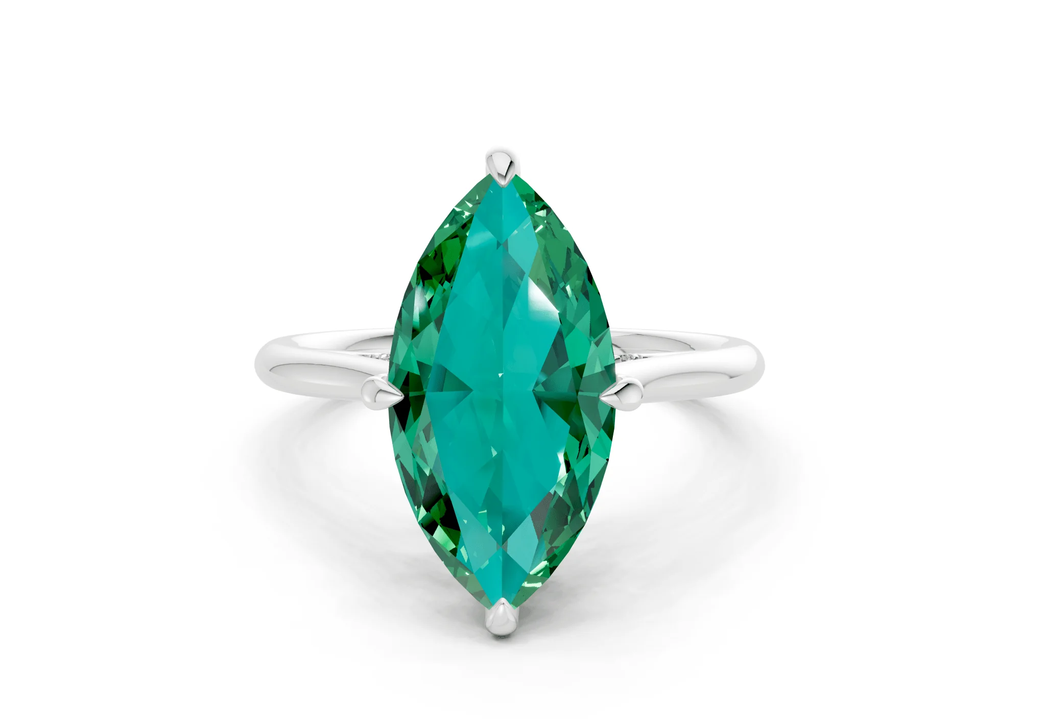 Piper Emerald Gemstone Solitaire Marquise Cut 1.8mm Engagement Ring - Image 7