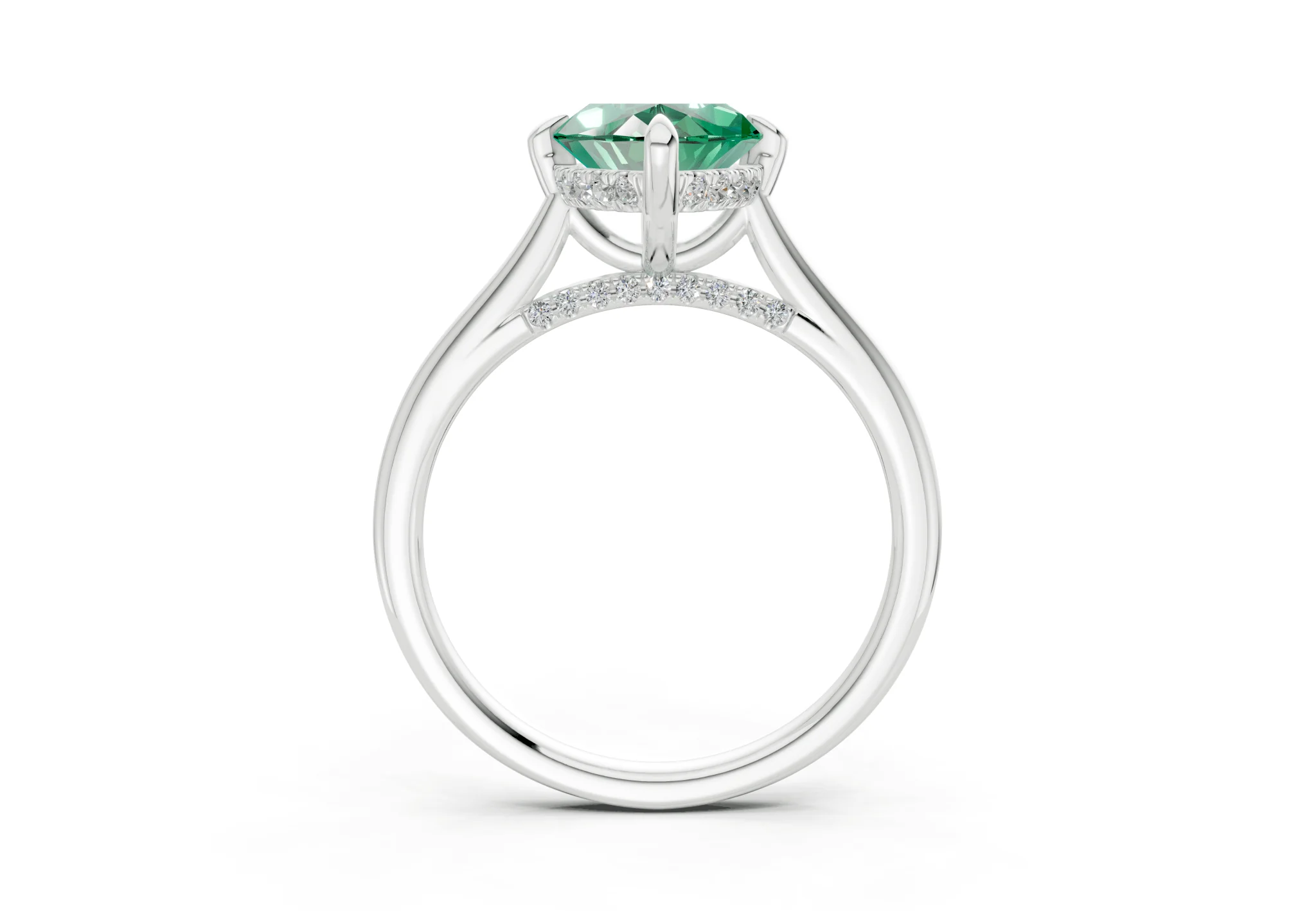 Piper Emerald Gemstone Solitaire Marquise Cut 1.8mm Engagement Ring - Image 8