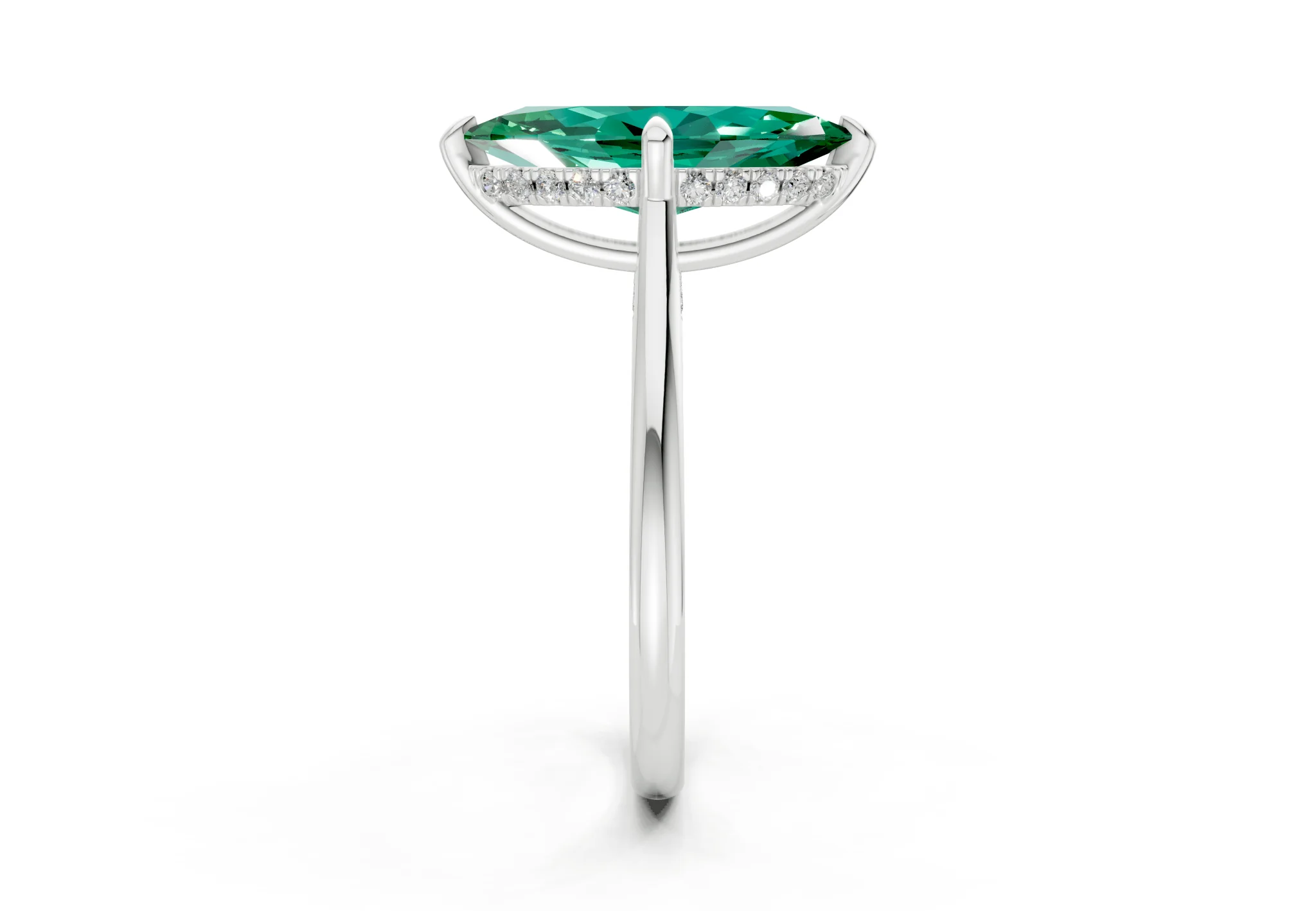 Piper Emerald Gemstone Solitaire Marquise Cut 2.2mm Engagement Ring - Image 9