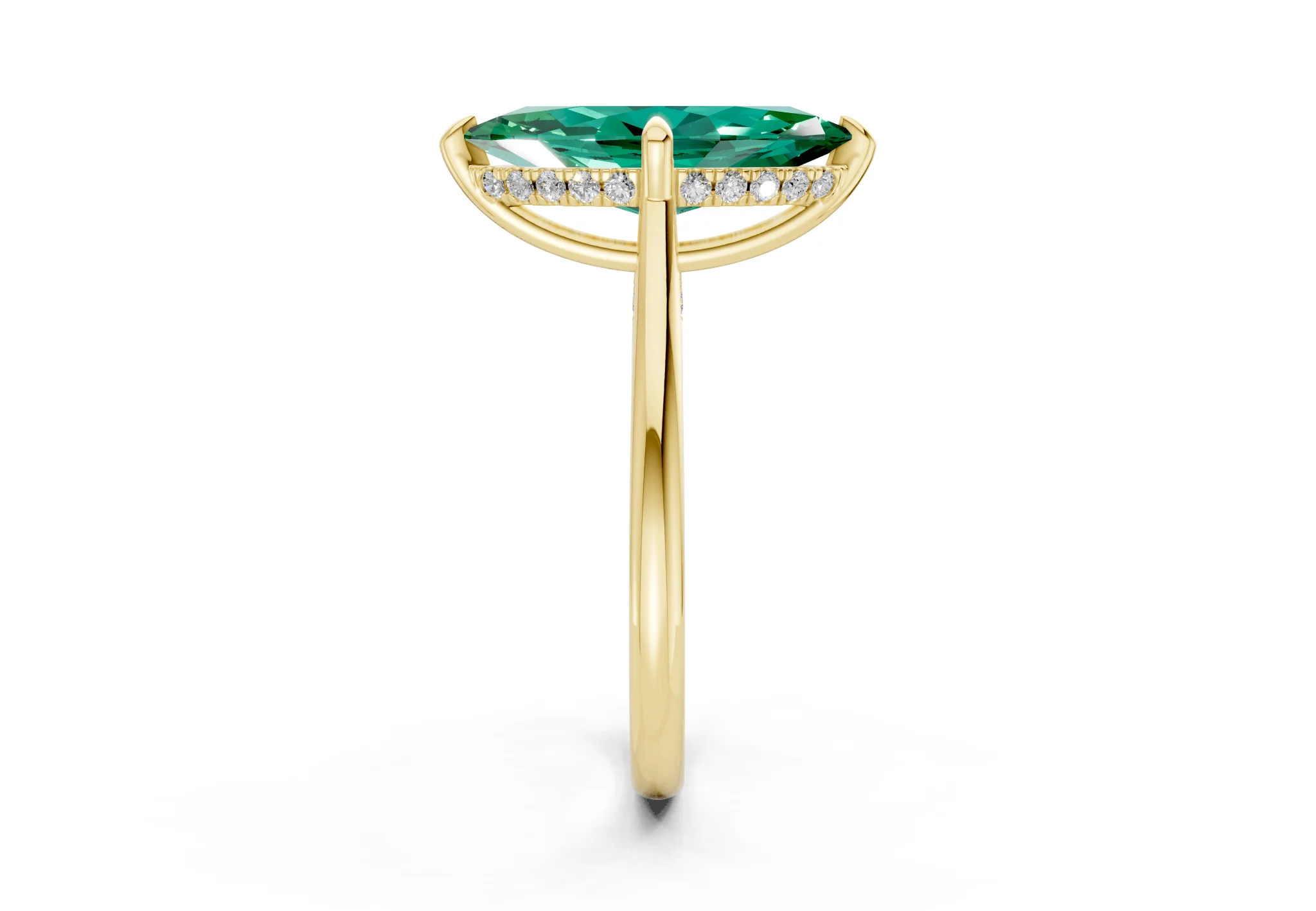Piper Emerald Gemstone Solitaire Marquise Cut 2mm Engagement Ring - Image 3