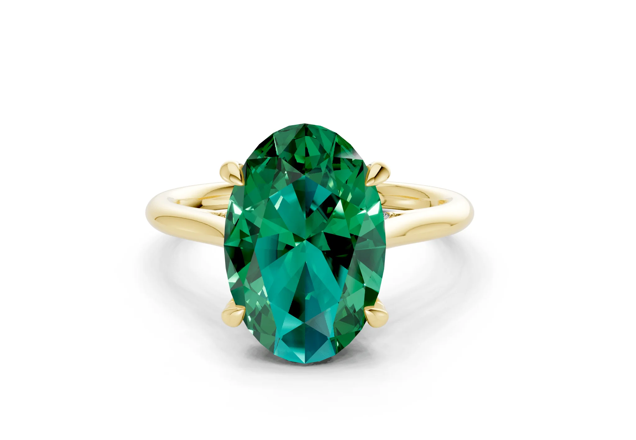 Piper Emerald Gemstone Solitaire Oval Cut 1.8mm Engagement Ring