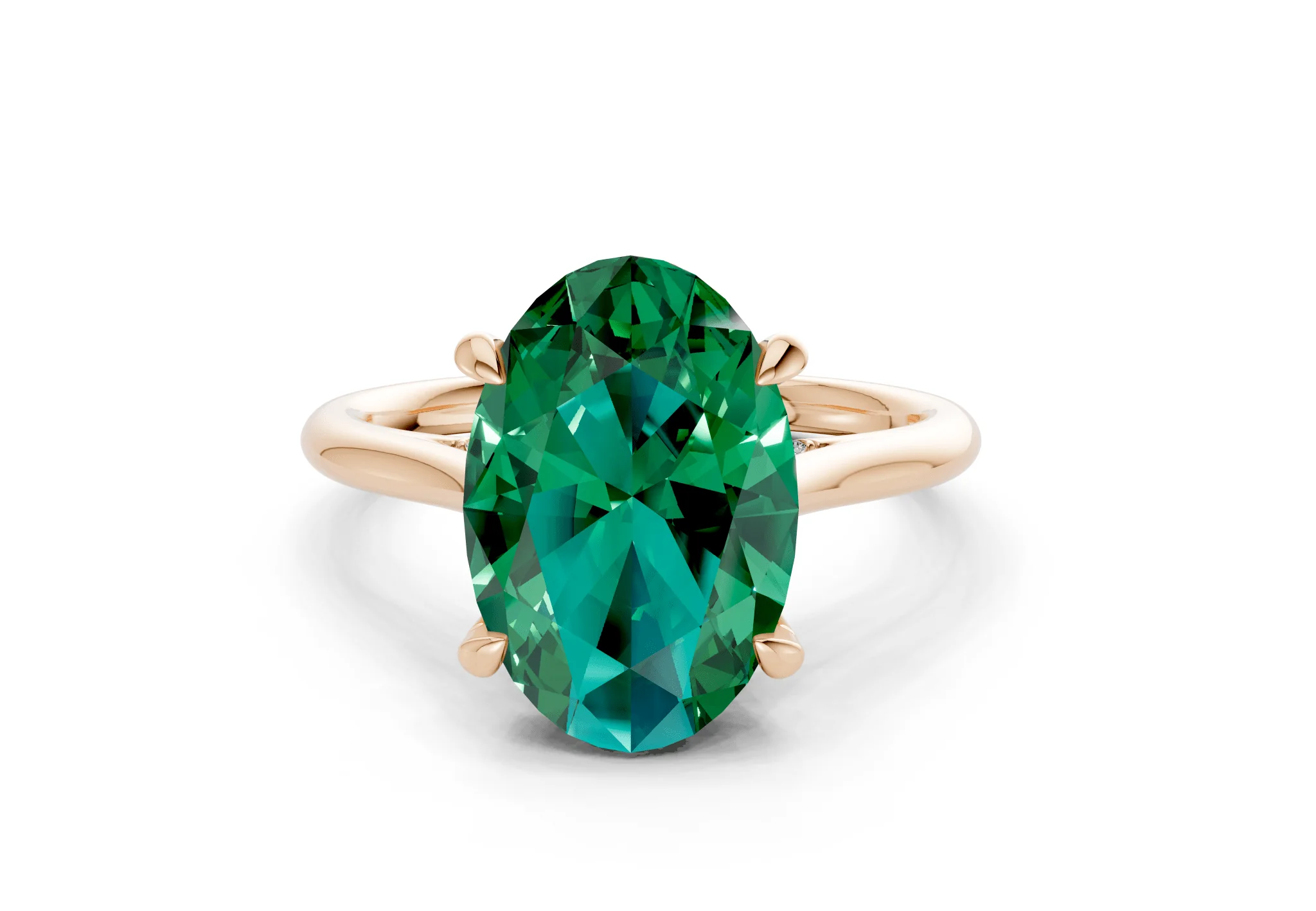 Piper Emerald Gemstone Solitaire Oval Cut 1.8mm Engagement Ring - Image 4