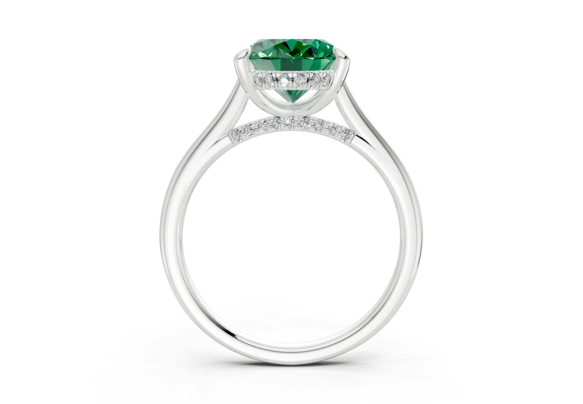 Piper Emerald Gemstone Solitaire Oval Cut 1.8mm Engagement Ring - Image 8