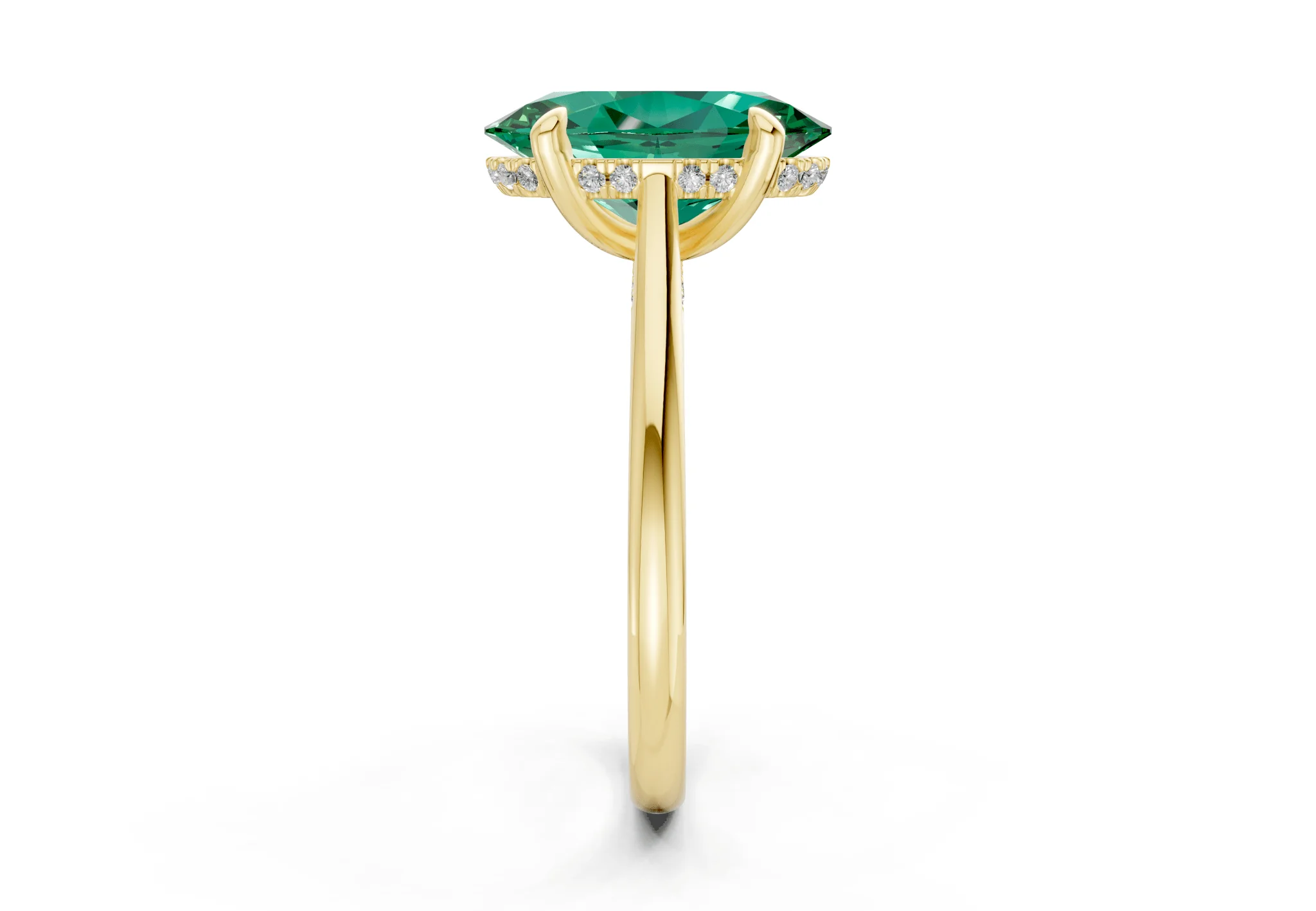 Piper Emerald Gemstone Solitaire Oval Cut 2.3mm Engagement Ring - Image 3