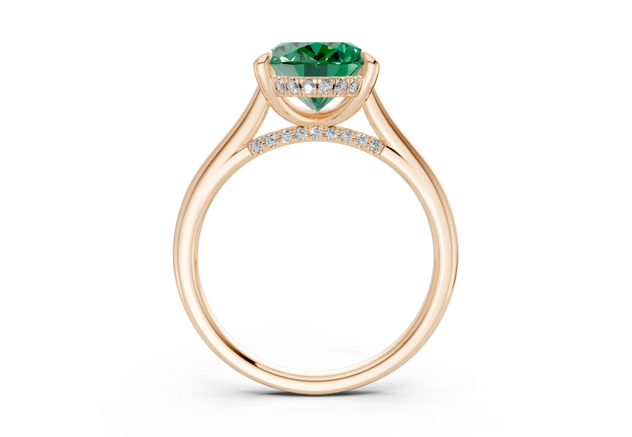 Piper Emerald Gemstone Solitaire Oval Cut 2.3mm Engagement Ring - Image 5