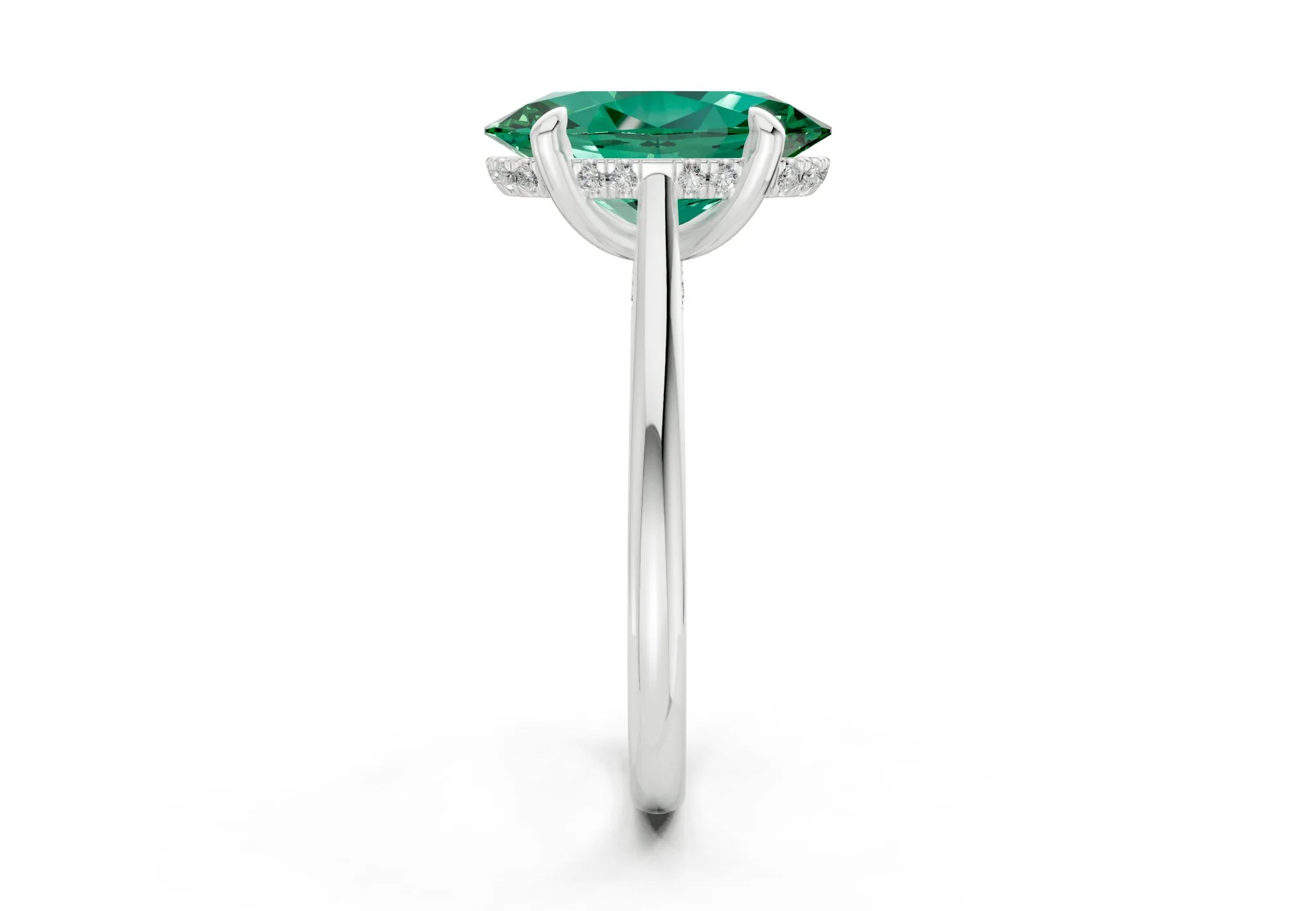 Piper Emerald Gemstone Solitaire Oval Cut 2.3mm Engagement Ring - Image 9