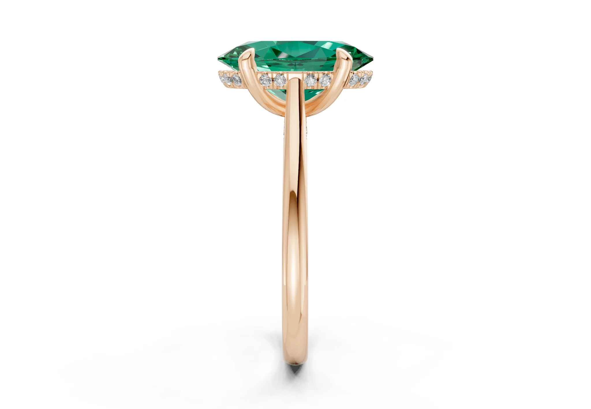 Piper Emerald Gemstone Solitaire Oval Cut 2mm Engagement Ring - Image 6