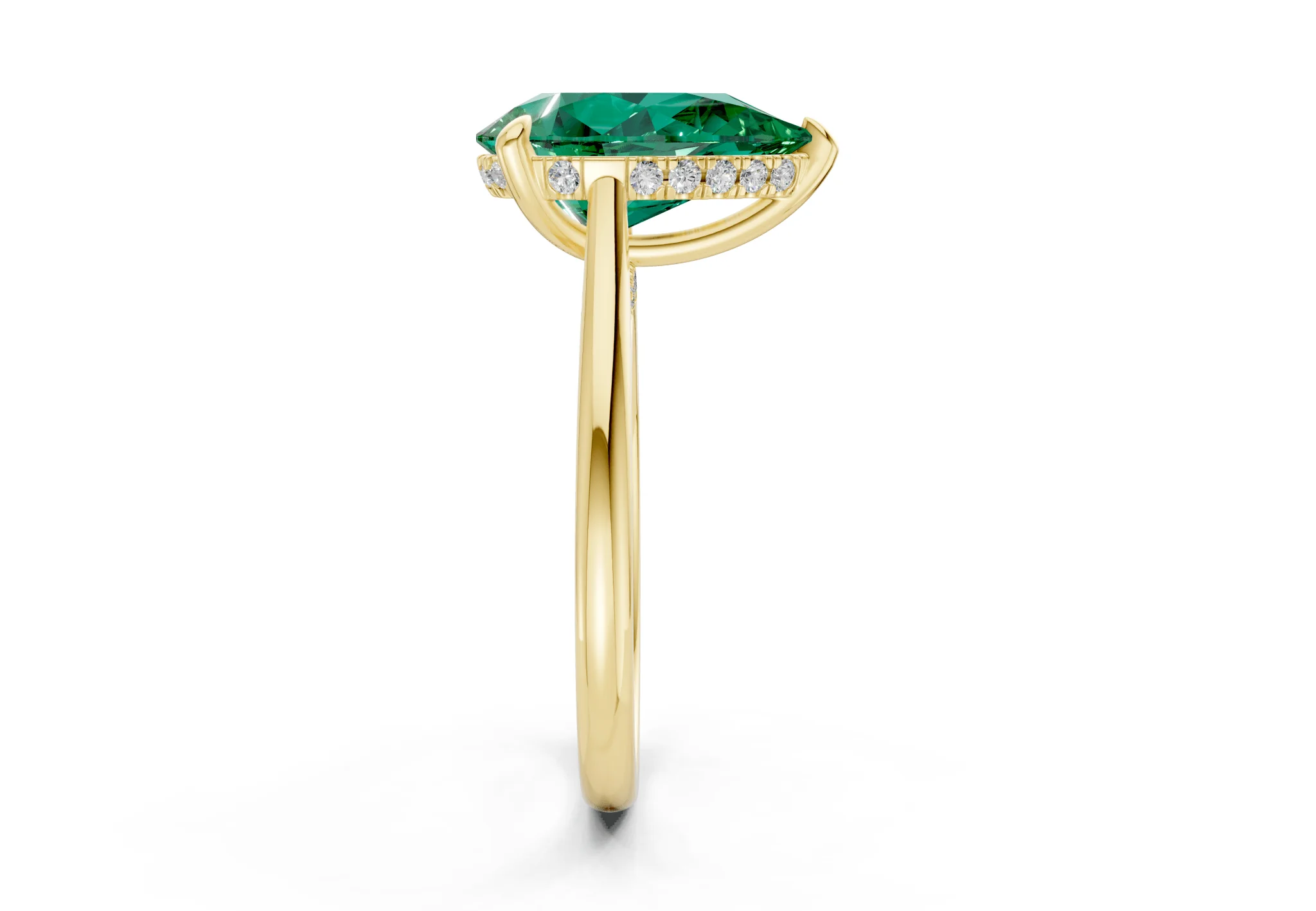 Piper Emerald Gemstone Solitaire Pear Cut 1.8mm Engagement Ring - Image 3