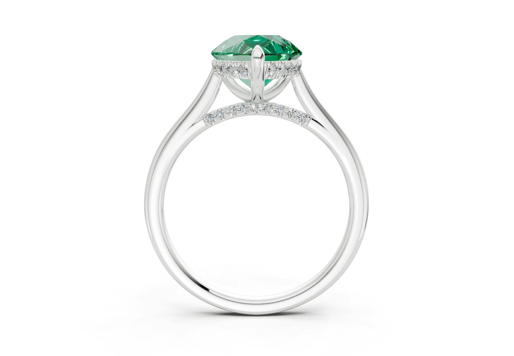 Piper Emerald Gemstone Solitaire Pear Cut 2.3mm Engagement Ring - Image 8