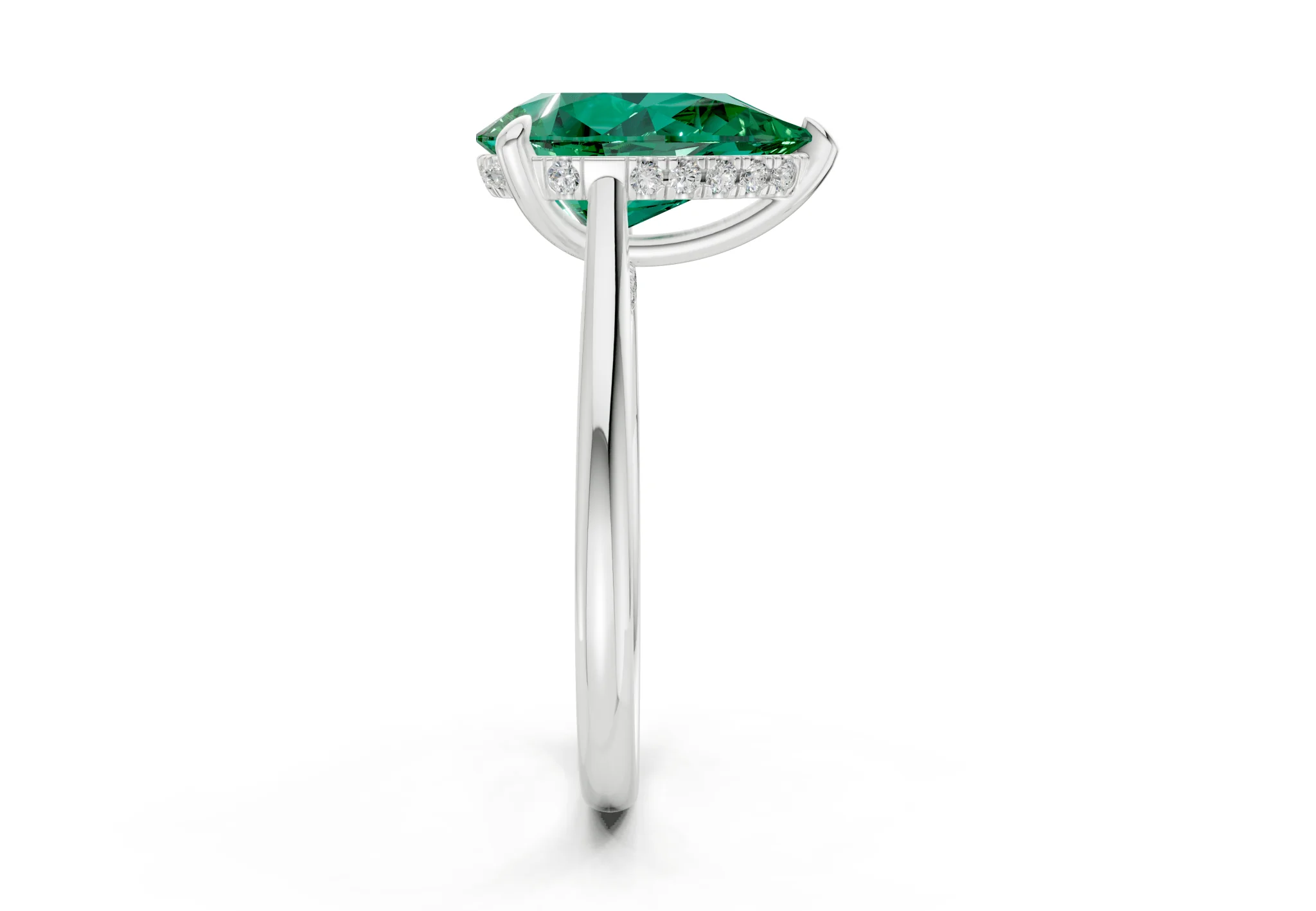 Piper Emerald Gemstone Solitaire Pear Cut 2.3mm Engagement Ring - Image 9