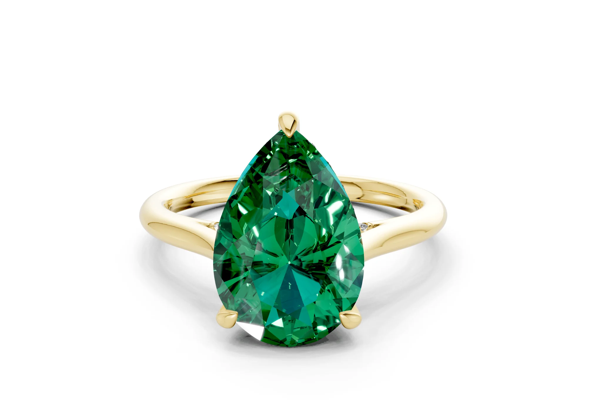 Piper Emerald Gemstone Solitaire Pear Cut 2mm Engagement Ring