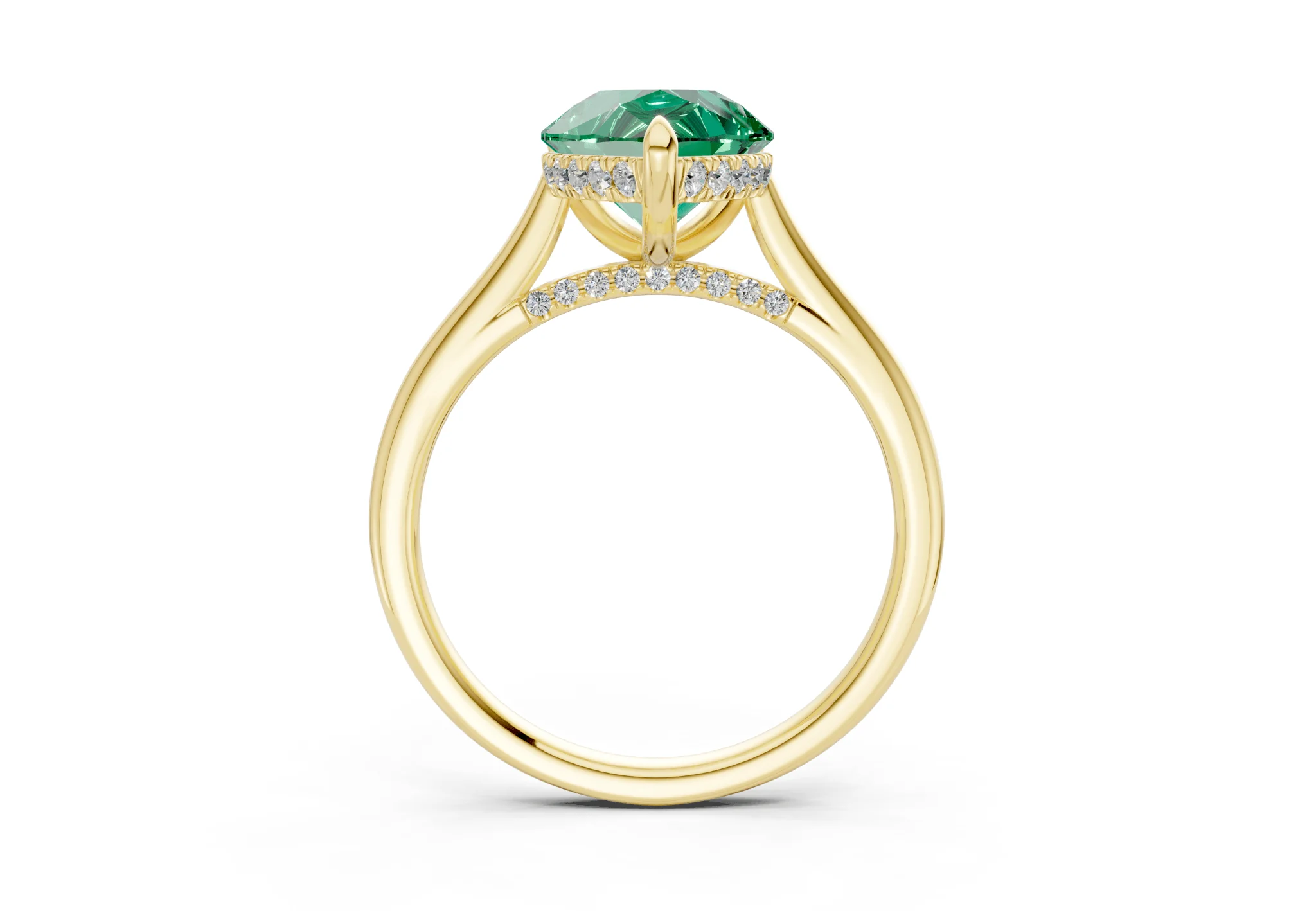 Piper Emerald Gemstone Solitaire Pear Cut 2mm Engagement Ring - Image 2