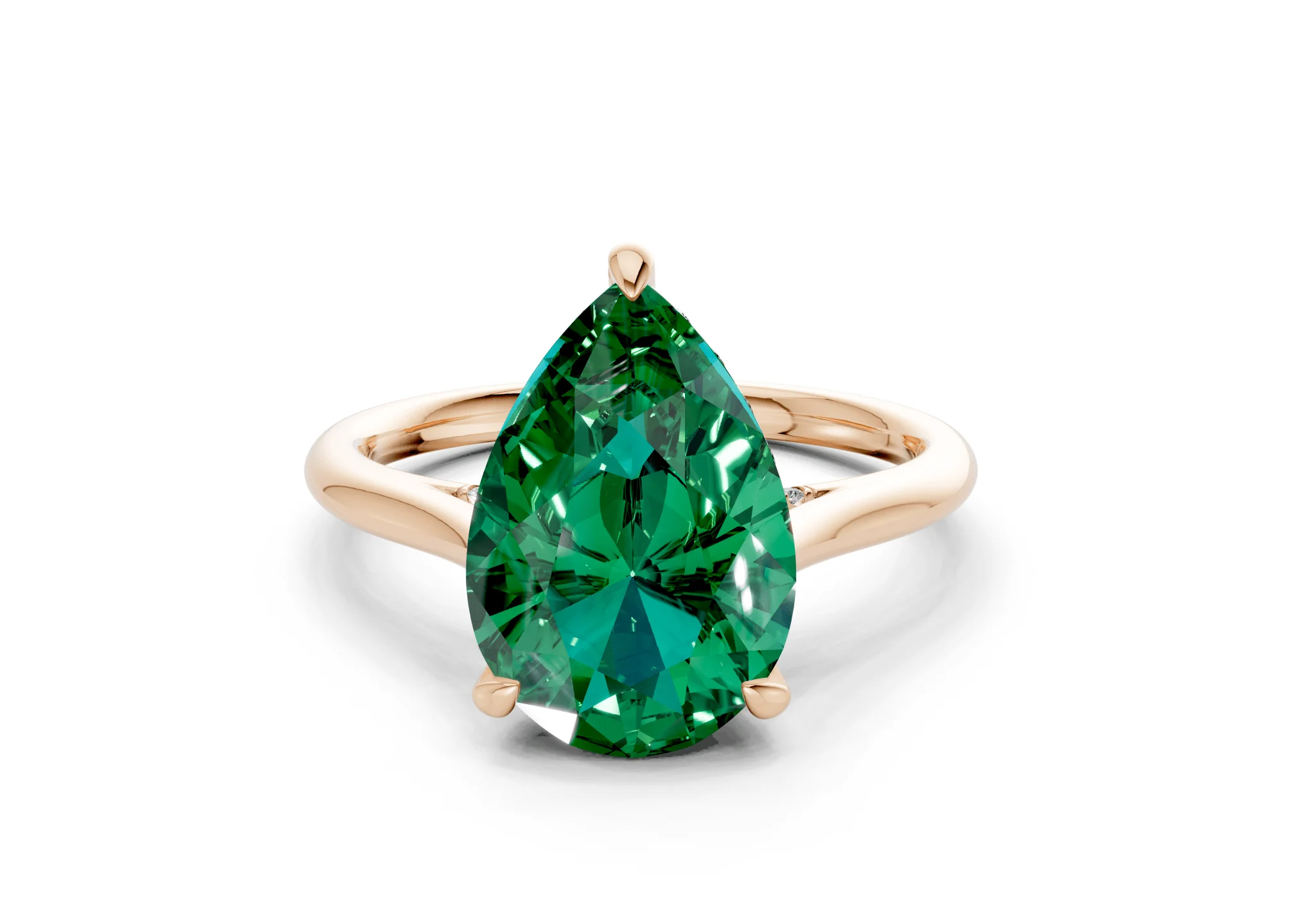 Piper Emerald Gemstone Solitaire Pear Cut 2mm Engagement Ring - Image 4