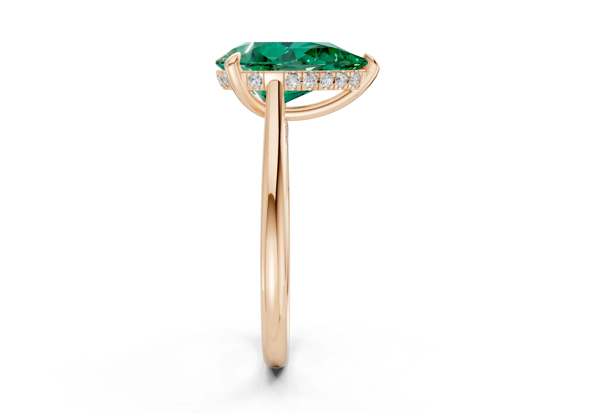 Piper Emerald Gemstone Solitaire Pear Cut 2mm Engagement Ring - Image 6