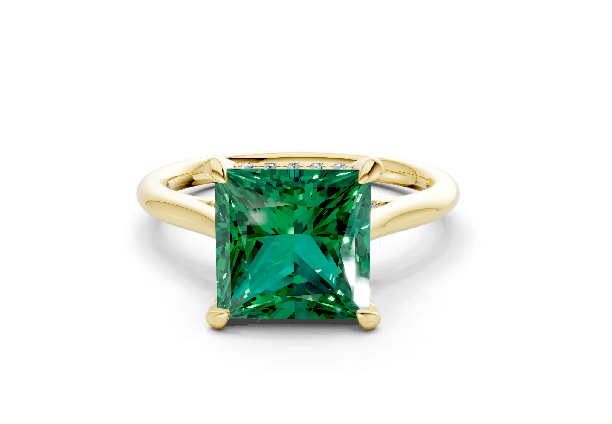 Piper Emerald Gemstone Solitaire Princess Cut 1.8mm Engagement Ring