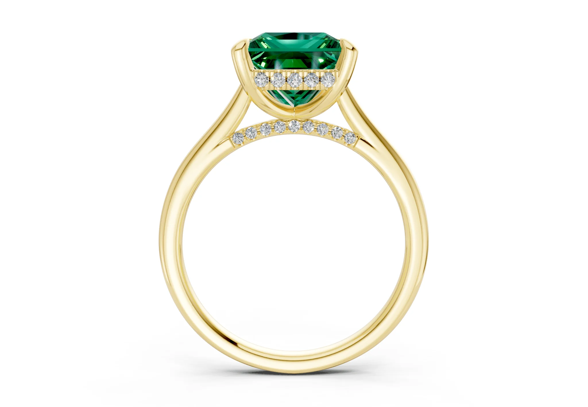 Piper Emerald Gemstone Solitaire Princess Cut 1.8mm Engagement Ring - Image 2