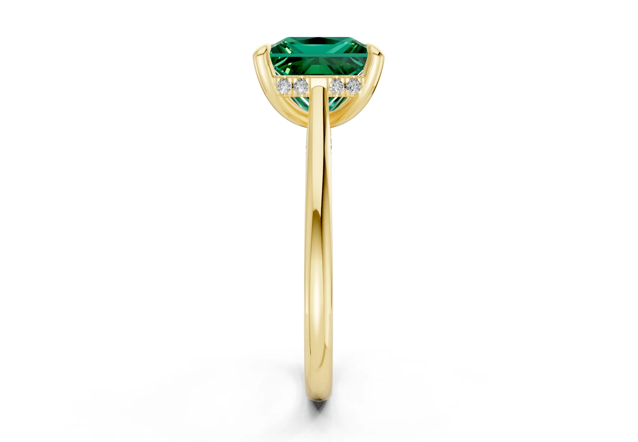 Piper Emerald Gemstone Solitaire Princess Cut 1.8mm Engagement Ring - Image 3