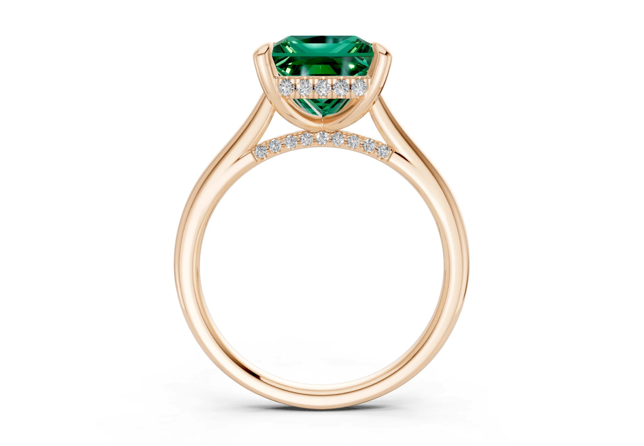 Piper Emerald Gemstone Solitaire Princess Cut 1.8mm Engagement Ring - Image 5
