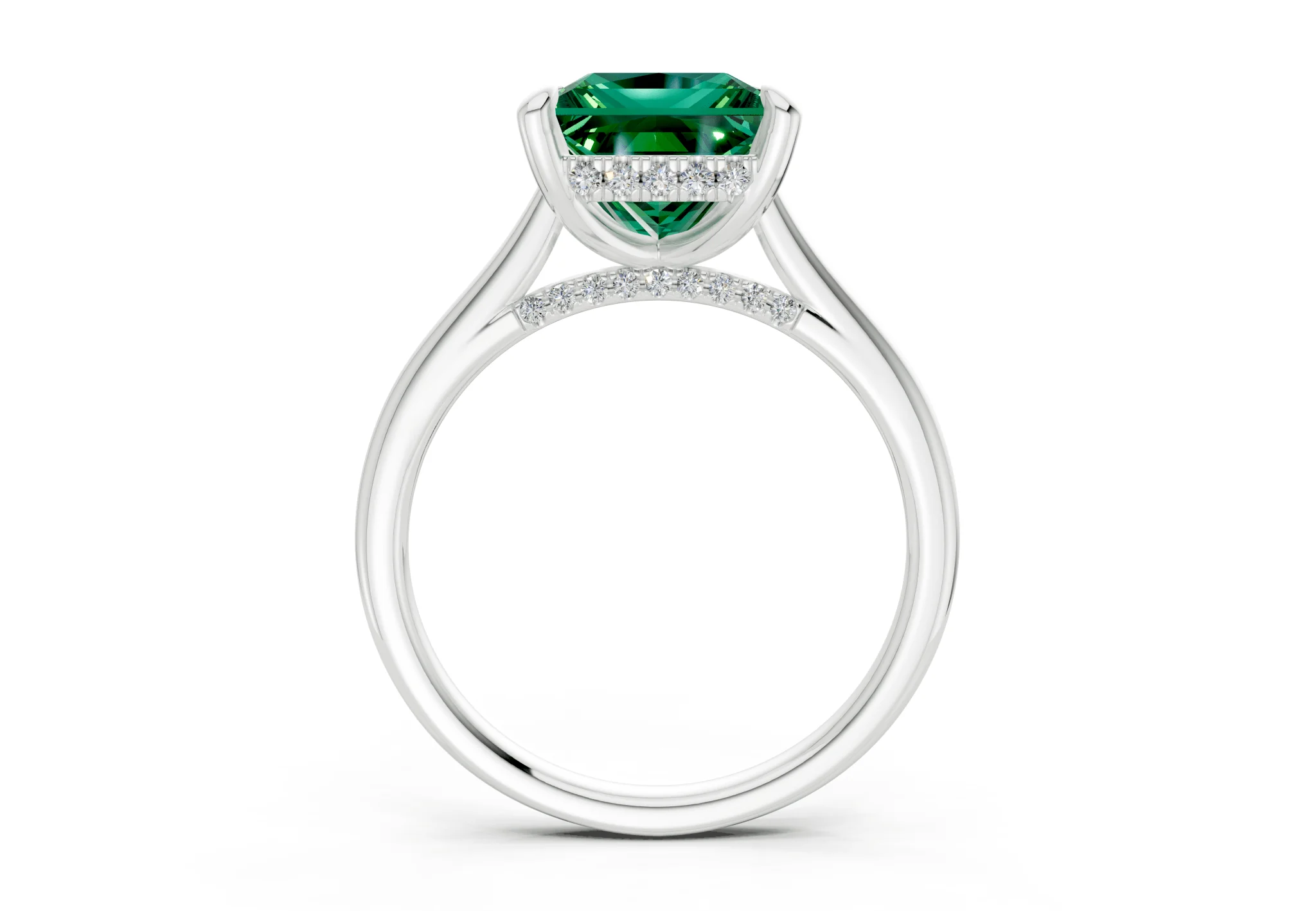 Piper Emerald Gemstone Solitaire Princess Cut 2.3mm Engagement Ring - Image 8