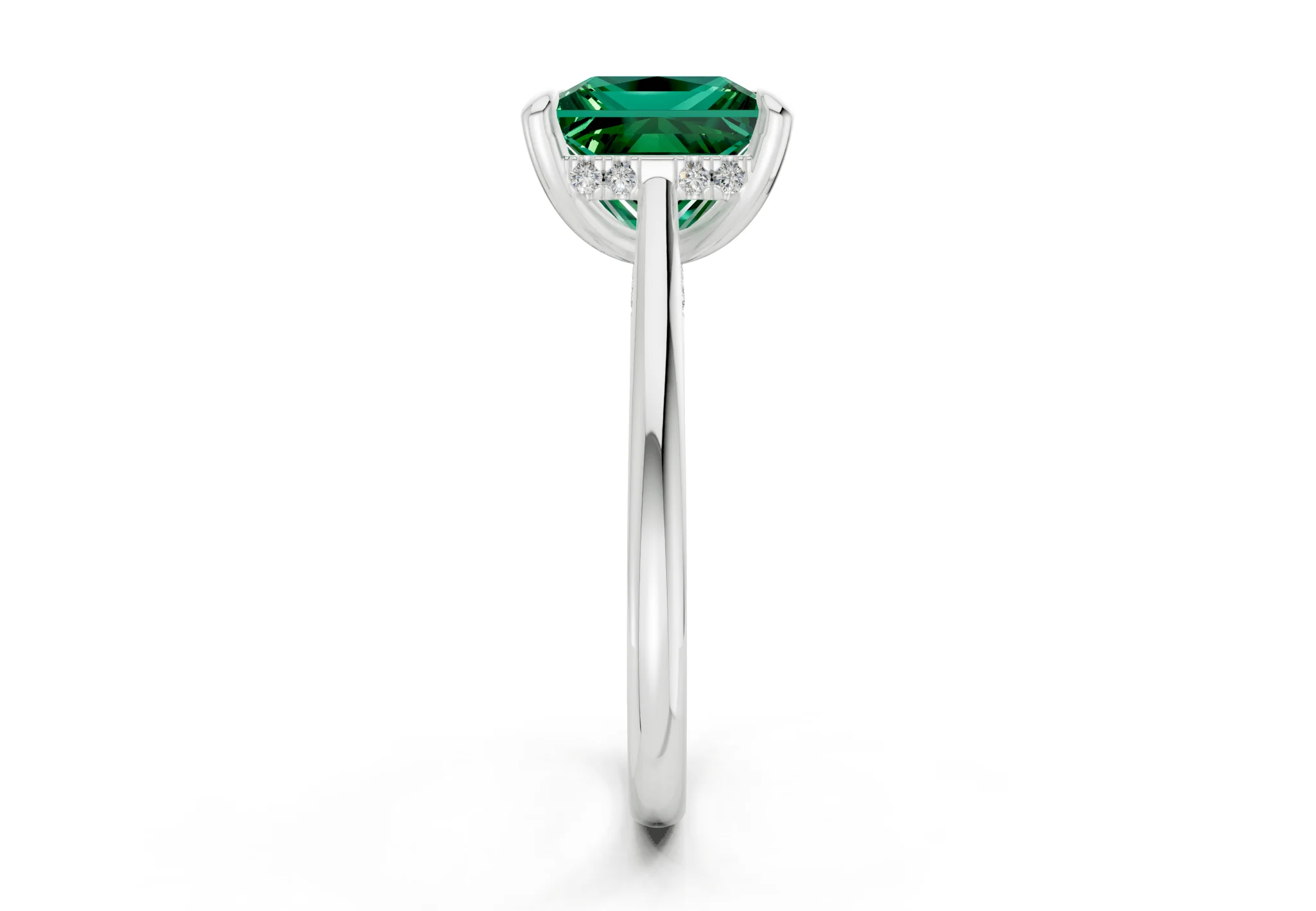 Piper Emerald Gemstone Solitaire Princess Cut 2.3mm Engagement Ring - Image 9