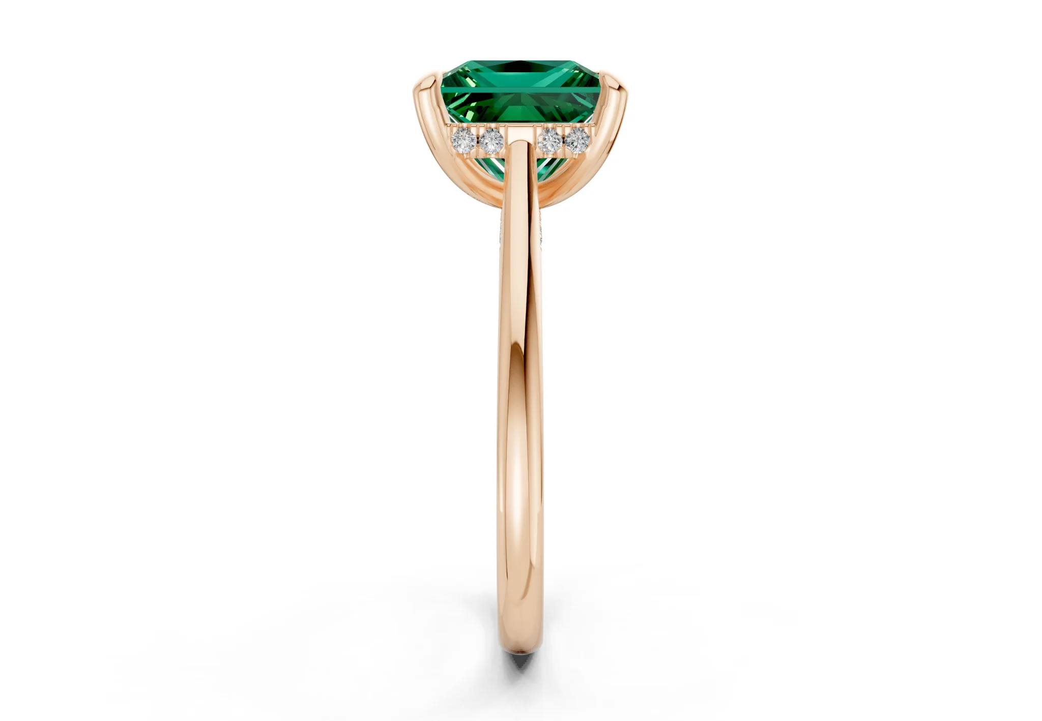 Piper Emerald Gemstone Solitaire Princess Cut 2mm Engagement Ring - Image 6