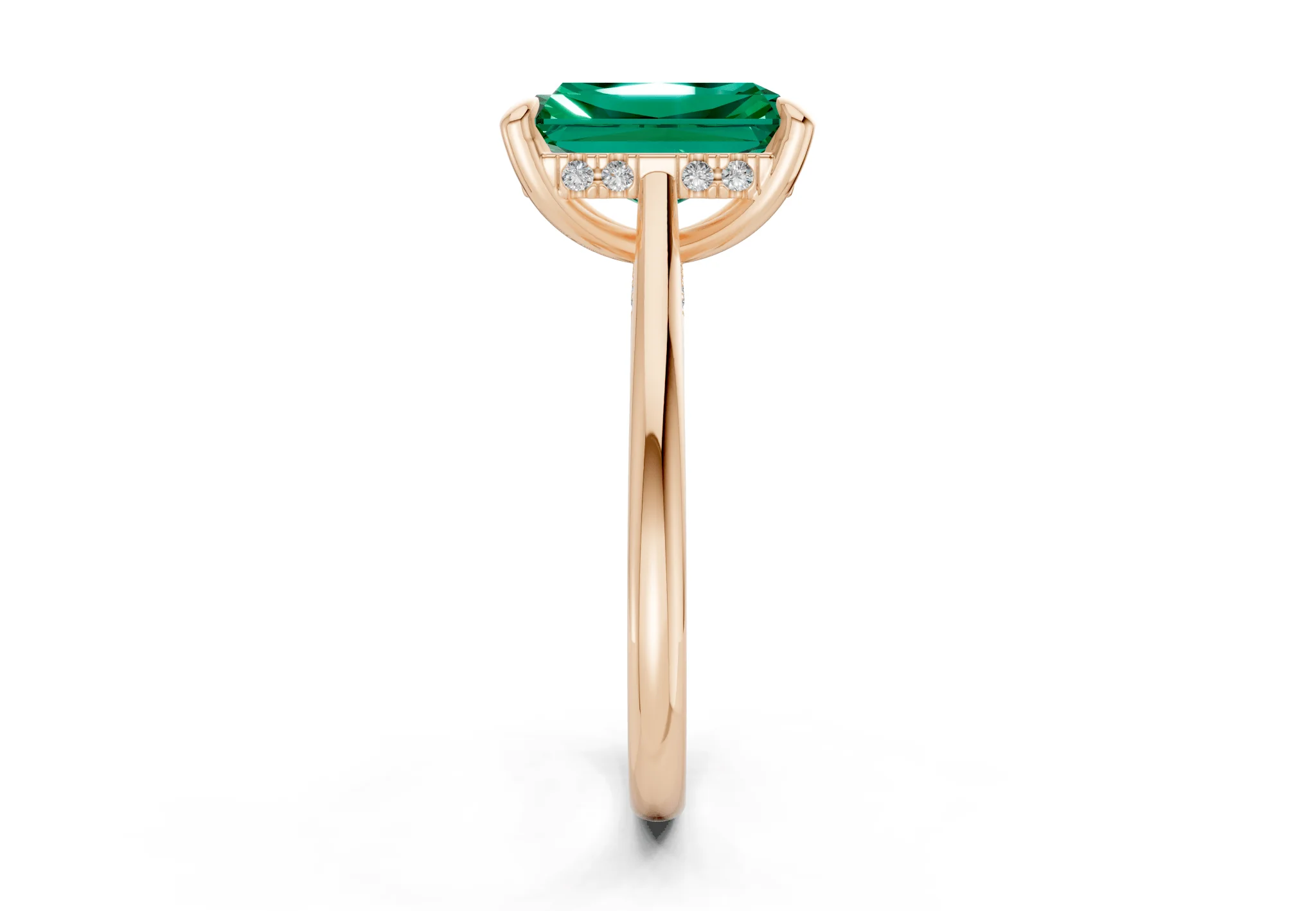 Piper Emerald Gemstone Solitaire Radiant Cut 1.8mm Engagement Ring - Image 6