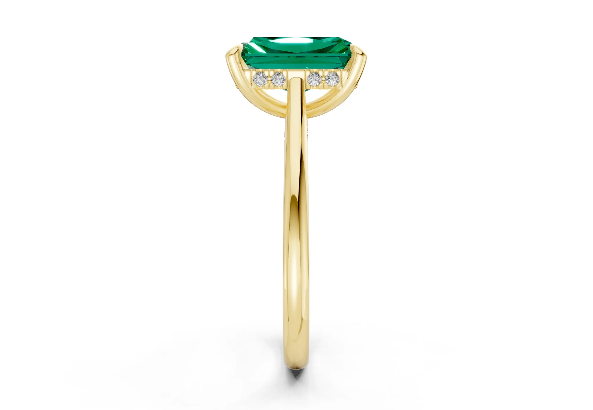 Piper Emerald Gemstone Solitaire Radiant Cut 2mm Engagement Ring - Image 3