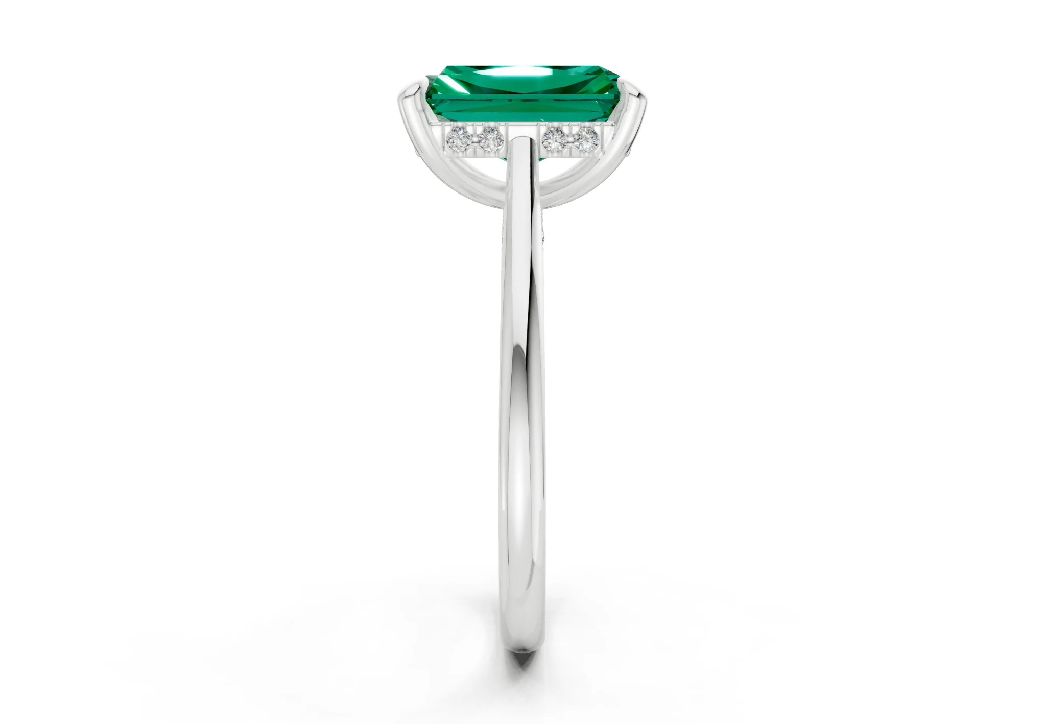 Piper Emerald Gemstone Solitaire Radiant Cut 2mm Engagement Ring - Image 9