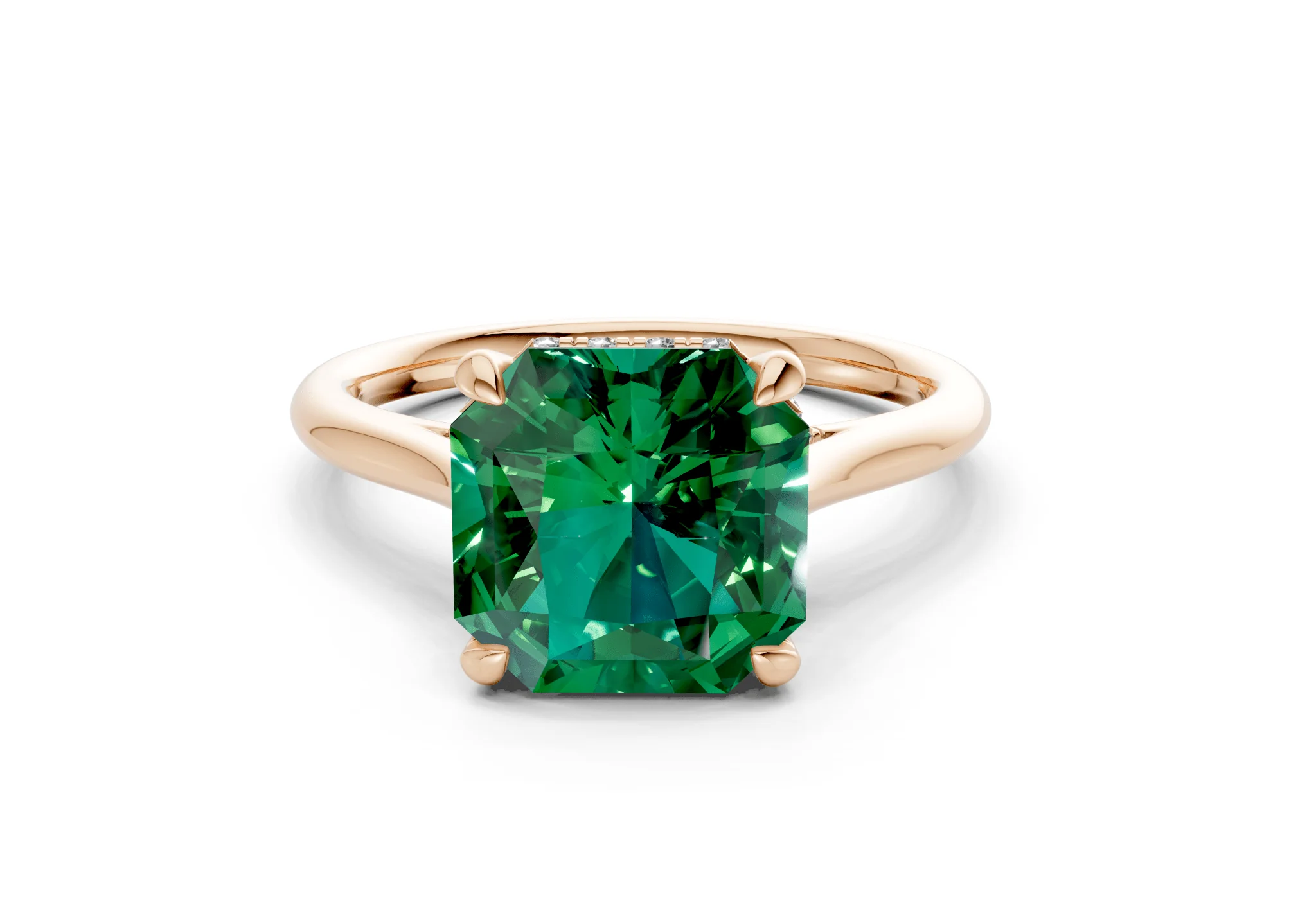 Piper Emerald Gemstone Solitaire Radiant Squareuare Cut 1.8mm Engagement Ring - Image 4