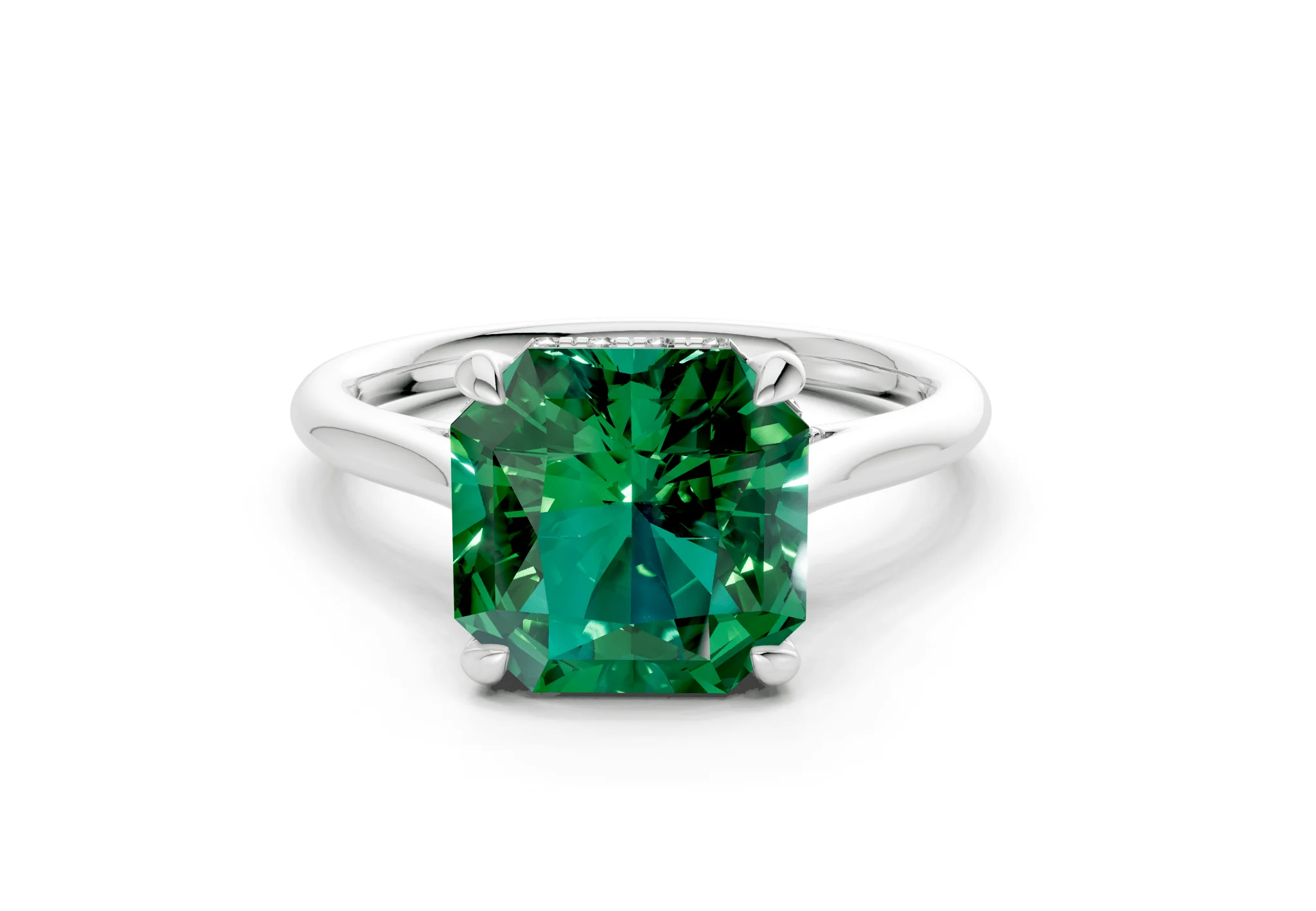 Piper Emerald Gemstone Solitaire Radiant Squareuare Cut 1.8mm Engagement Ring - Image 7