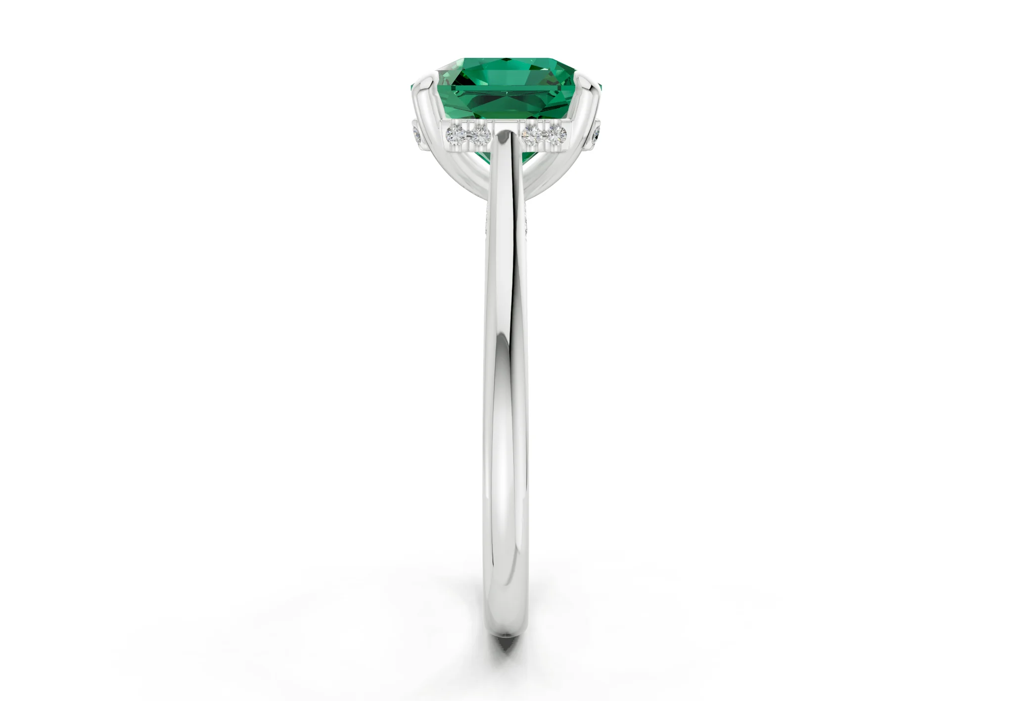 Piper Emerald Gemstone Solitaire Radiant Squareuare Cut 2.3mm Engagement Ring - Image 9