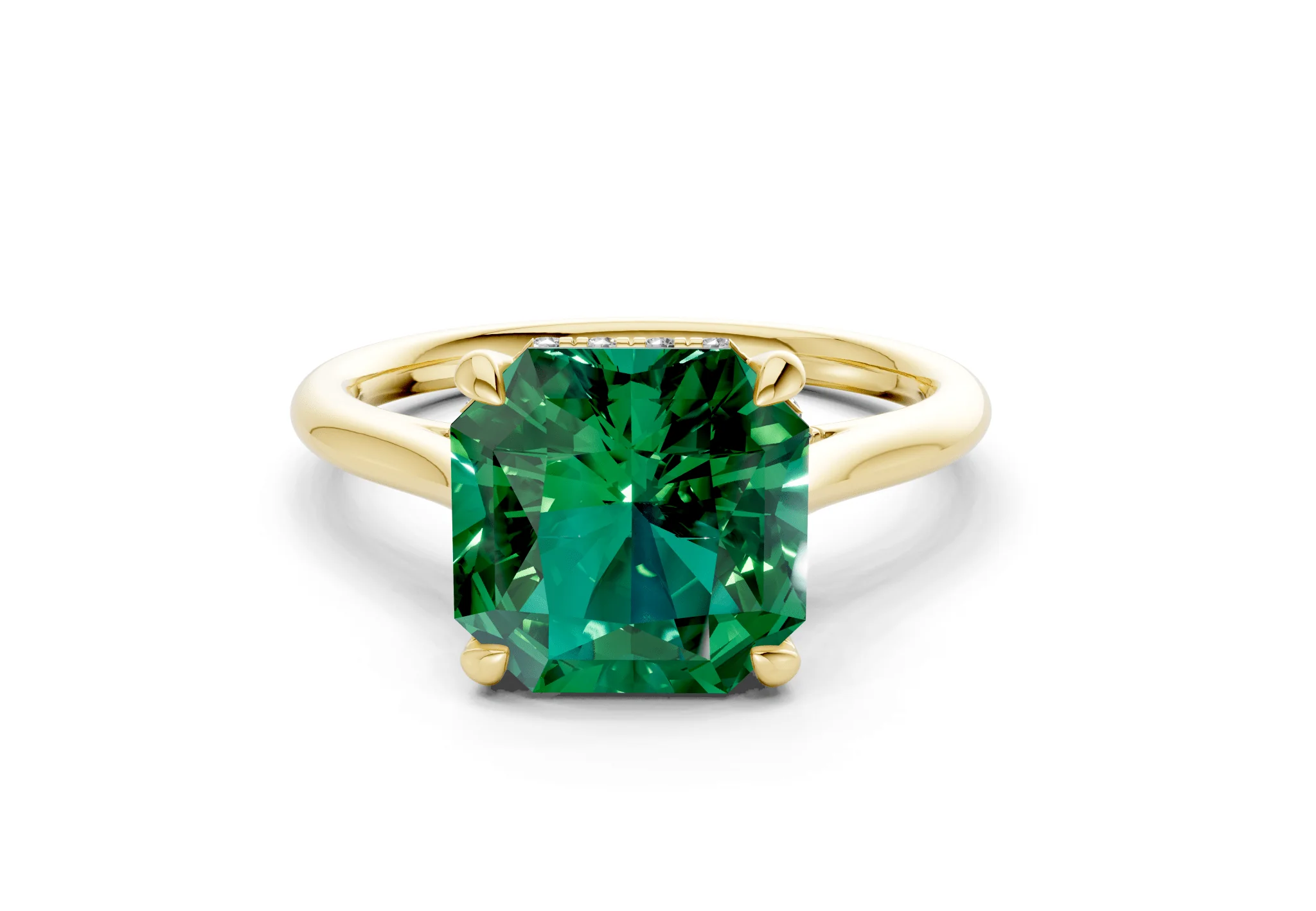 Piper Emerald Gemstone Solitaire Radiant Squareuare Cut 2mm Engagement Ring