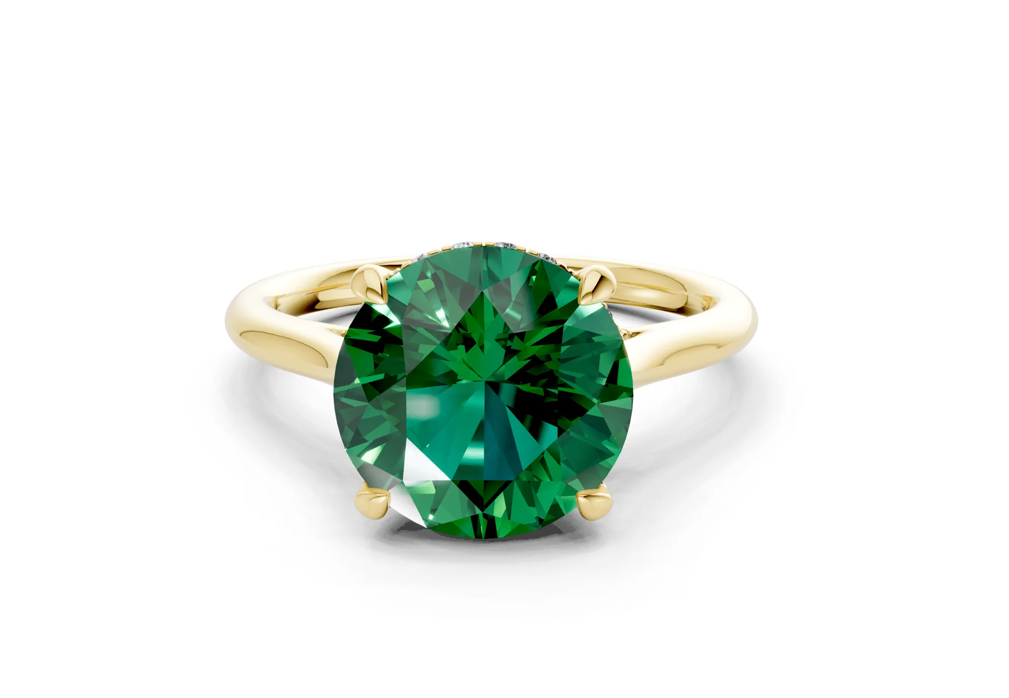 Piper Emerald Gemstone Solitaire Round Cut 2.3mm Engagement Ring
