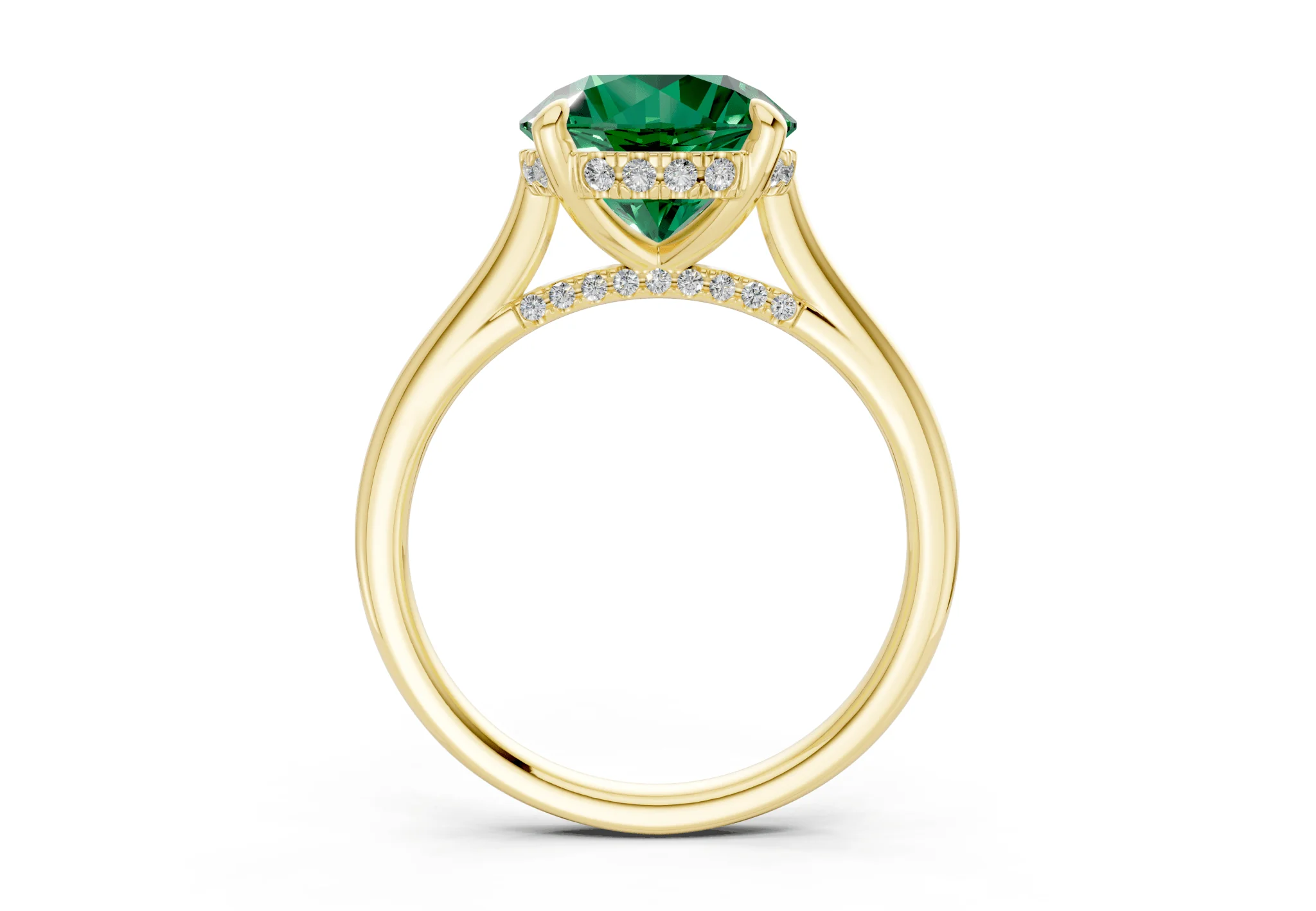 Piper Emerald Gemstone Solitaire Round Cut 2.3mm Engagement Ring - Image 2