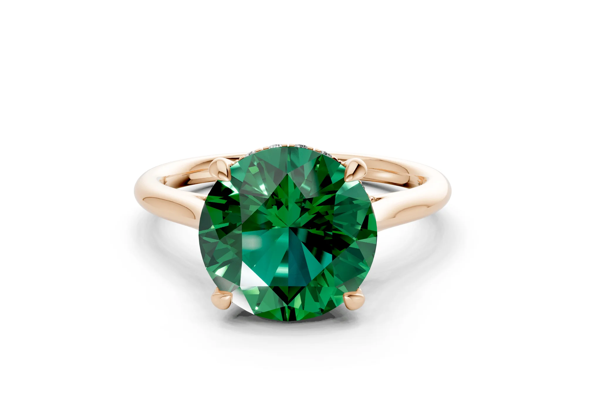 Piper Emerald Gemstone Solitaire Round Cut 2.3mm Engagement Ring - Image 4