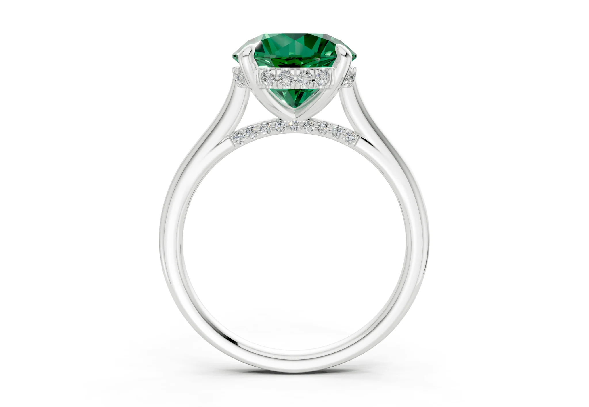 Piper Emerald Gemstone Solitaire Round Cut 2.3mm Engagement Ring - Image 8