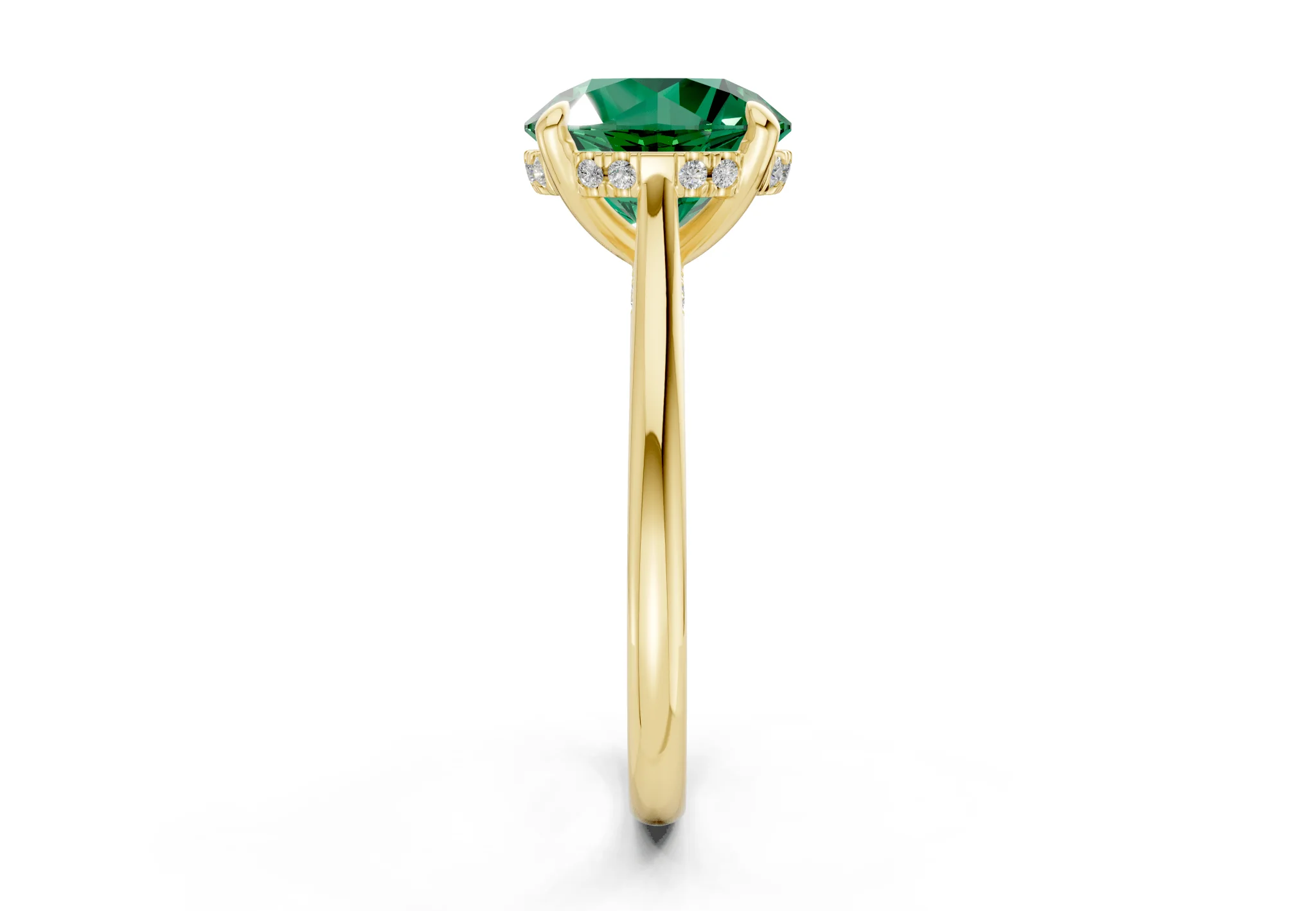 Piper Emerald Gemstone Solitaire Round Cut 2mm Engagement Ring - Image 3
