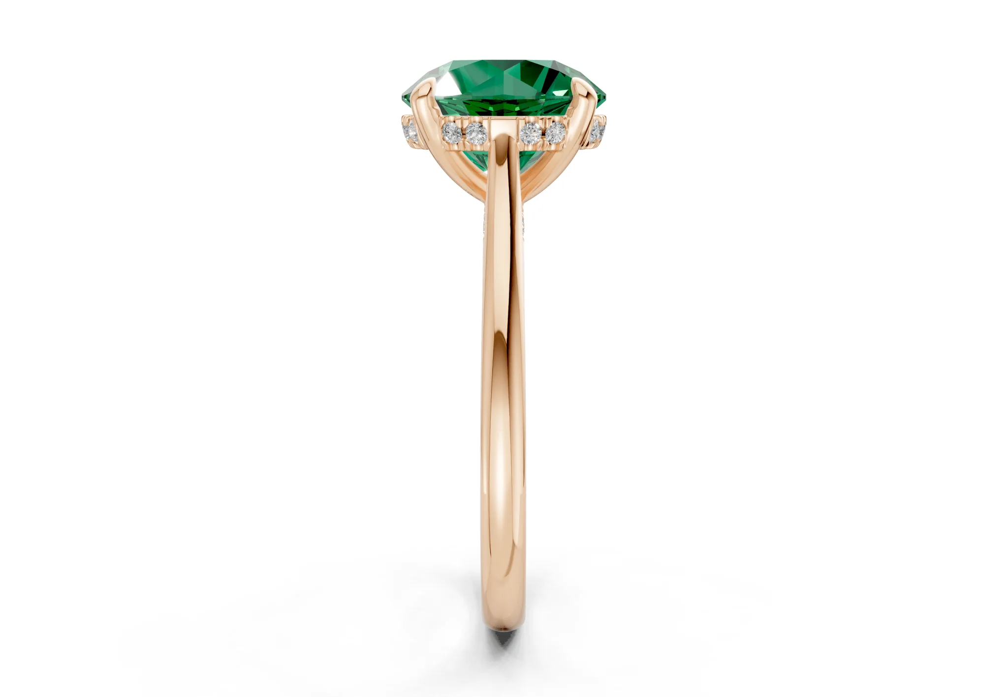 Piper Emerald Gemstone Solitaire Round Cut 2mm Engagement Ring - Image 6